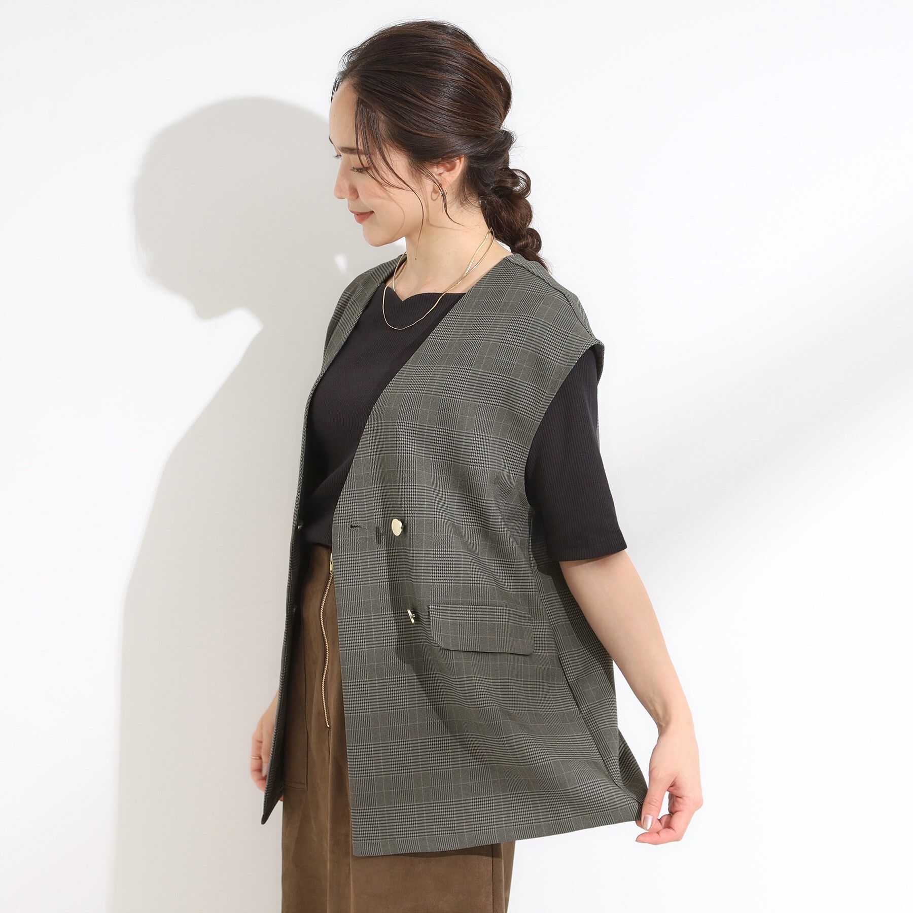 SHOO･LA･RUE「【S-LL/セットアップ可/洗濯後しわになりにくい】ダブルベスト」|ベスト・ジレ|