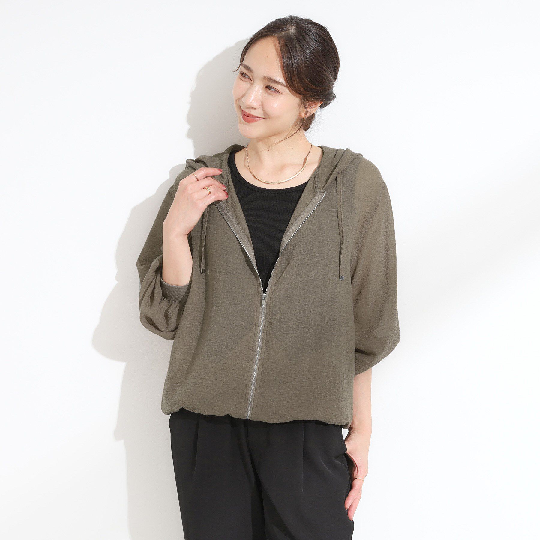 SHOO･LA･RUE「【S-LL】柔らかシアーでこなれるフーディブルゾン」|ブルゾン・スタジャン|