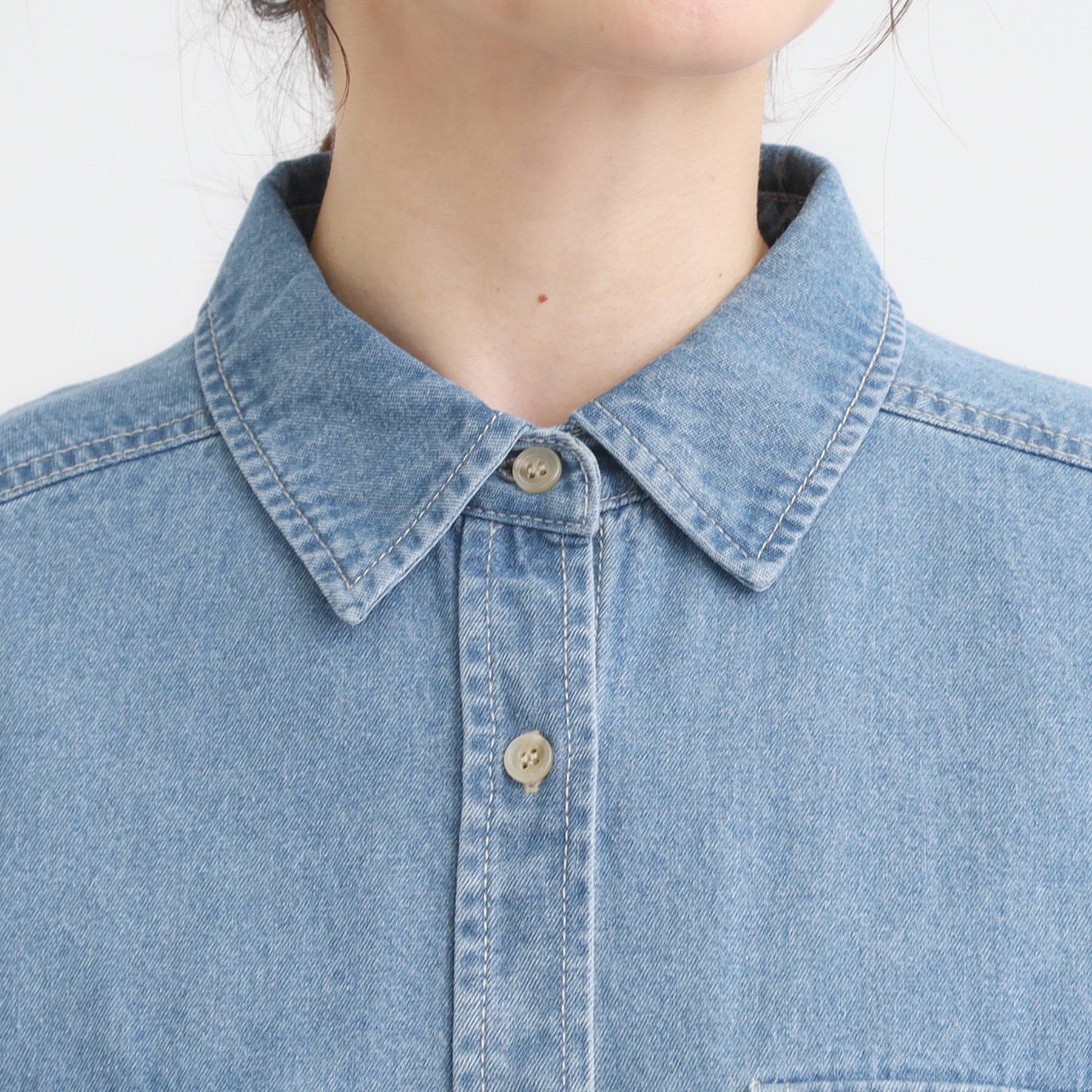 SHOO･LA･RUE「【S-LL】ロングシーズン活躍 デニムシャツワンピース」|ワンピース|