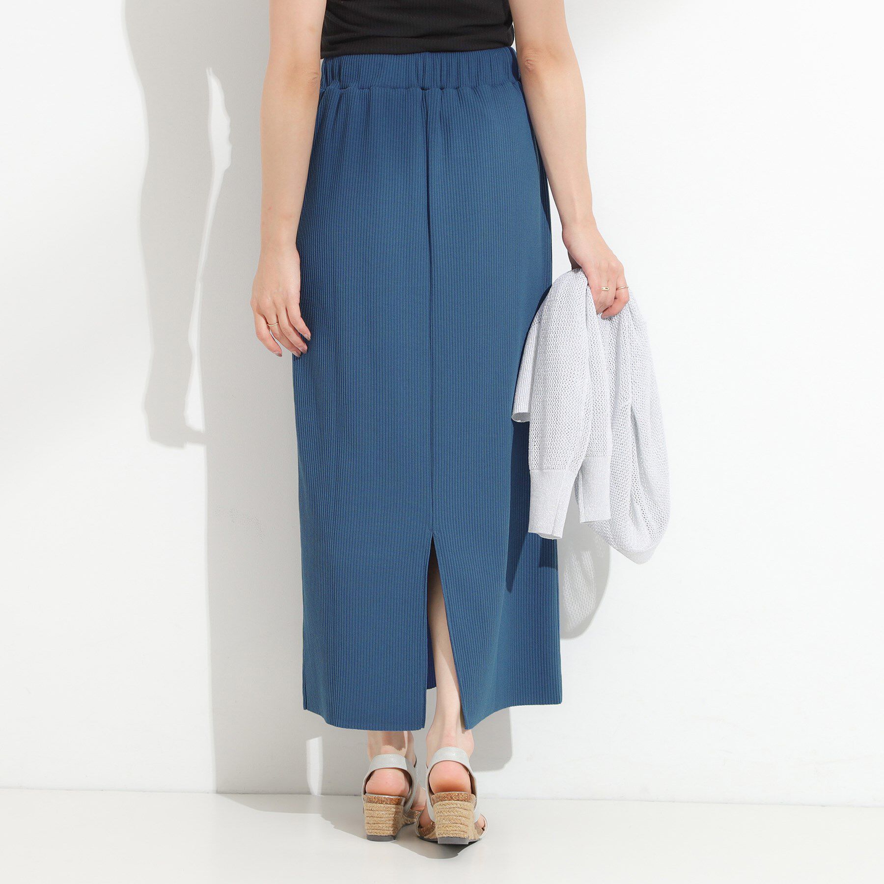 SHOO･LA･RUE「【セルフカット可/吸水速乾/抗菌防臭】着回ししやすい カットリブナロースカート」|スカート|