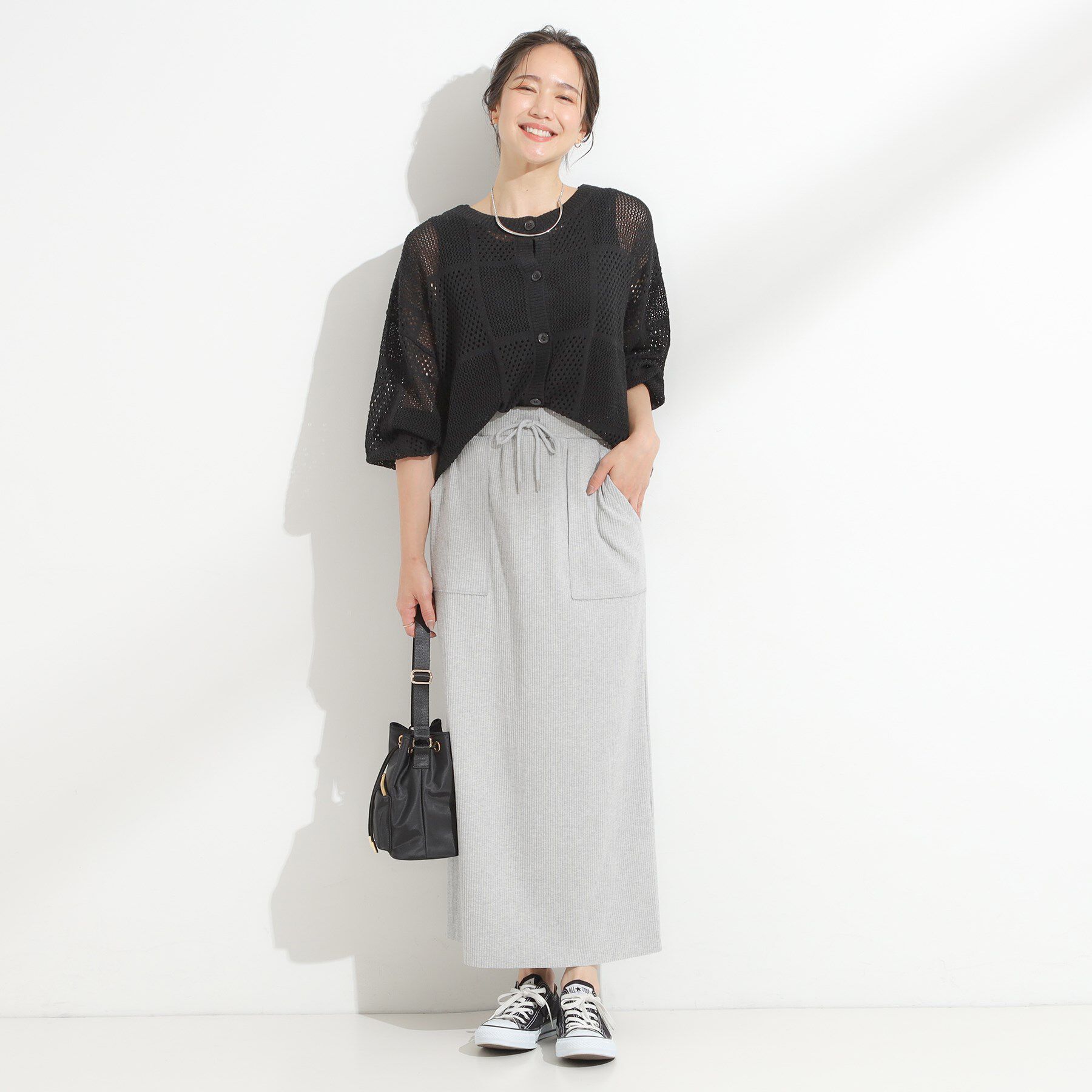 SHOO･LA･RUE「【セルフカット可/吸水速乾/抗菌防臭】着回ししやすい カットリブナロースカート」|スカート|