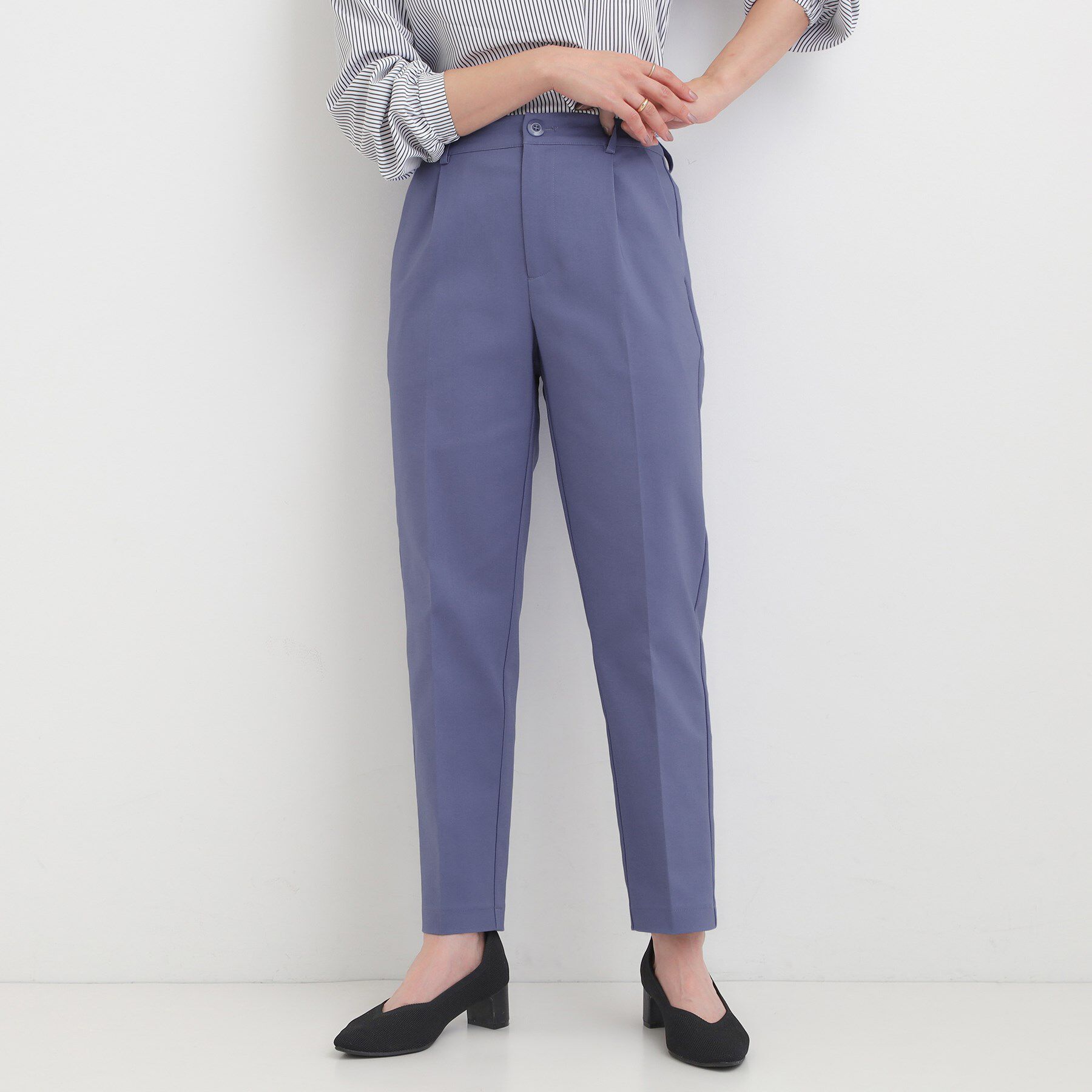 SHOO･LA･RUE「【洗濯機可/S-3L/美脚シルエット】ソフトスティックパンツ」|その他|ブルー(092)