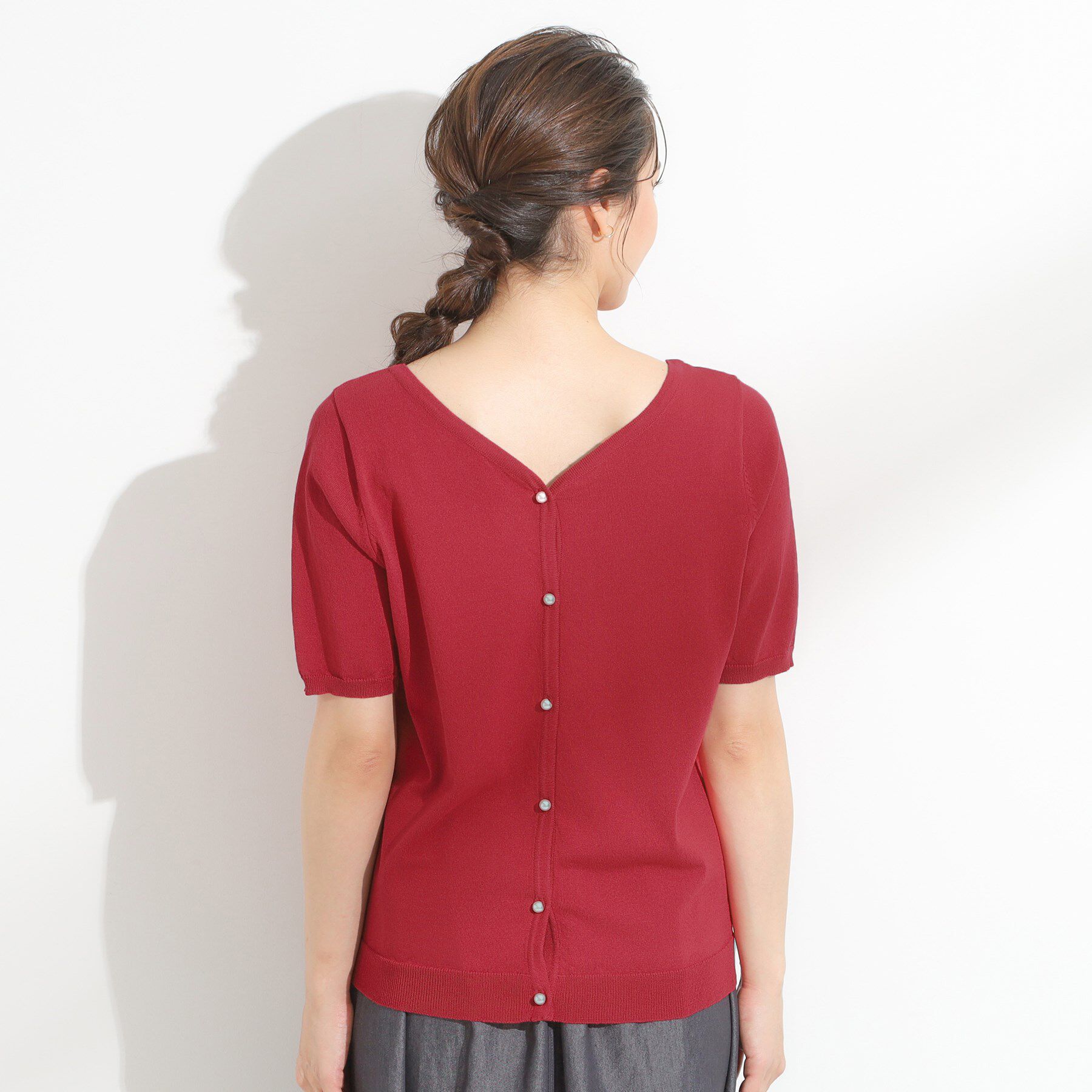 SHOO･LA･RUE「【洗える/S-LL/前後2WAY】きれい見え 刺繍ニットカーディガン」|カーディガン|