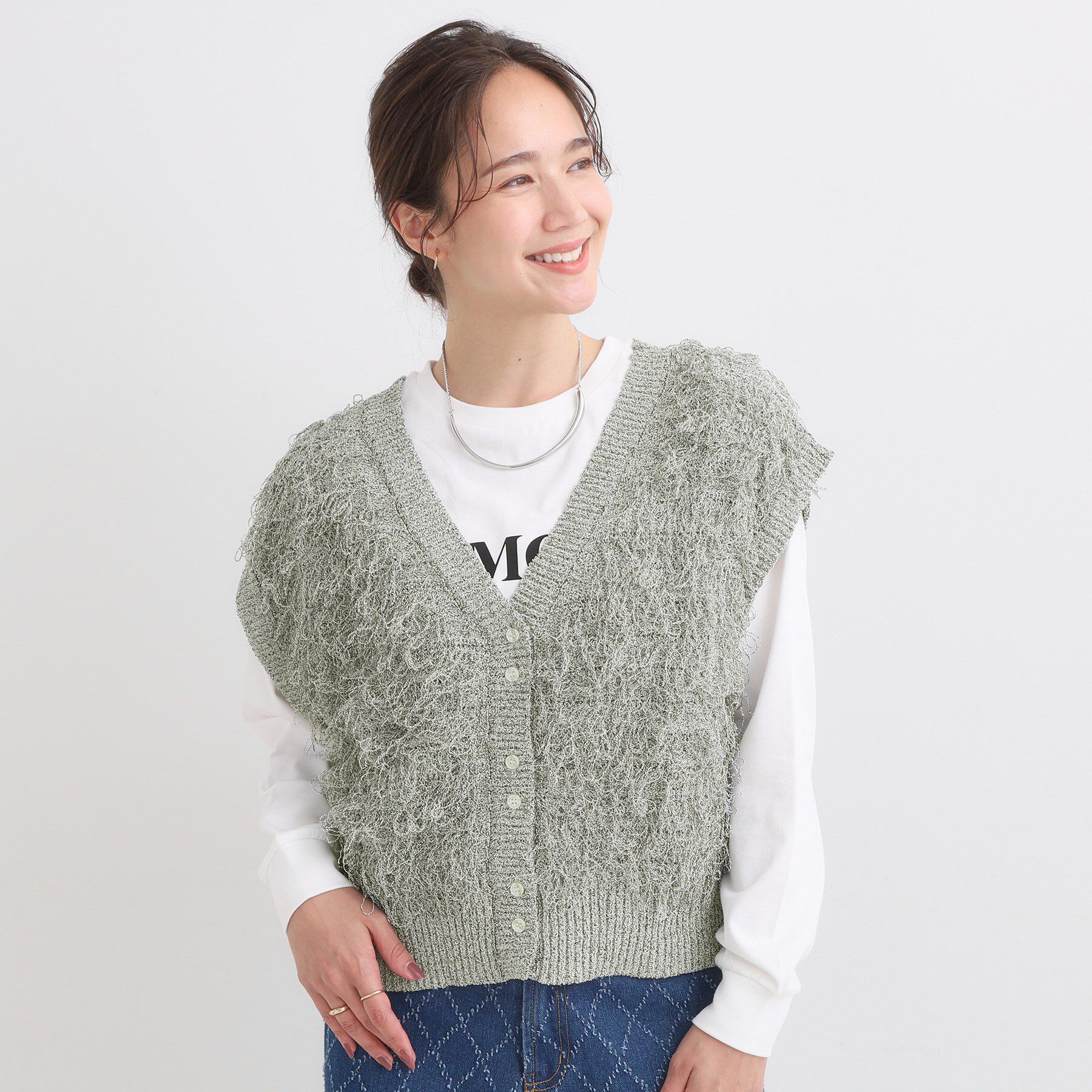 SHOO･LA･RUE「【前後2WAY】着るだけで着映える ループヤーンベスト」|ベスト・ジレ|