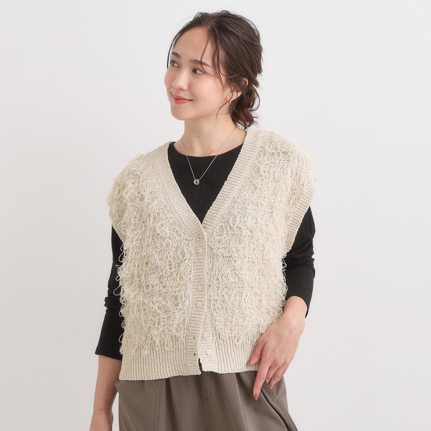 SHOO･LA･RUE「【前後2WAY】着るだけで着映える ループヤーンベスト」|ベスト・ジレ|