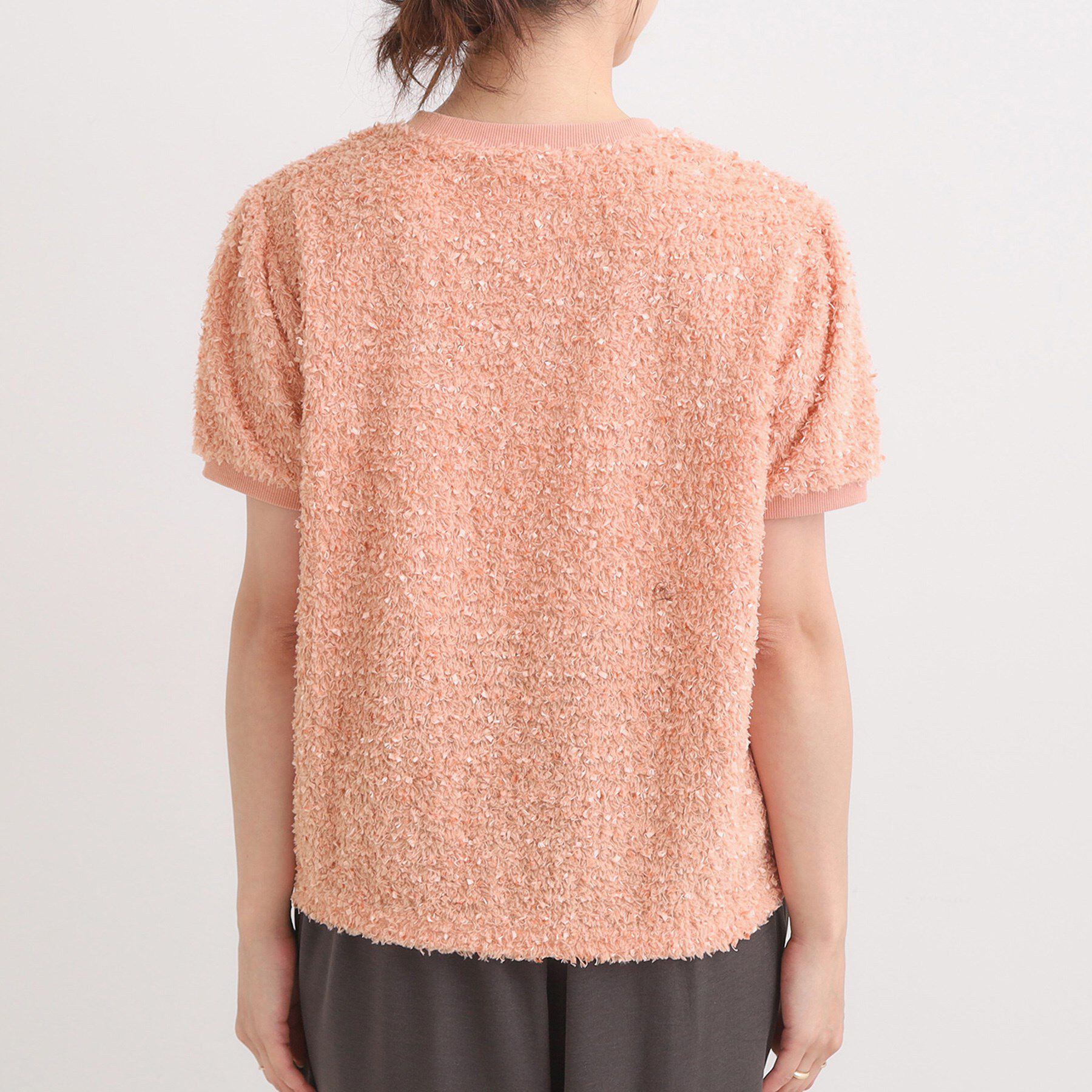 SHOO･LA･RUE「【S-LL】大人も着やすい愛らしさ リボンヤーン半袖トップス」|Tシャツ・カットソー|