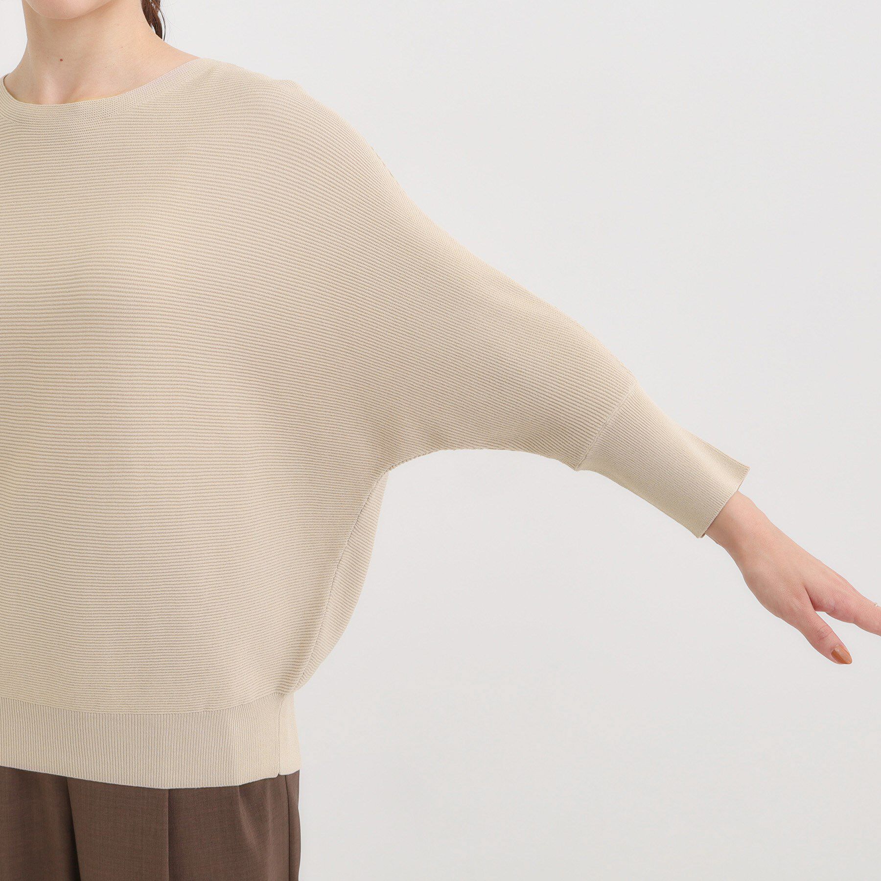 SHOO･LA･RUE「【洗える/毛玉になりにくい/UV】 ガータードルマン 7分袖ニット」|ニット・セーター|