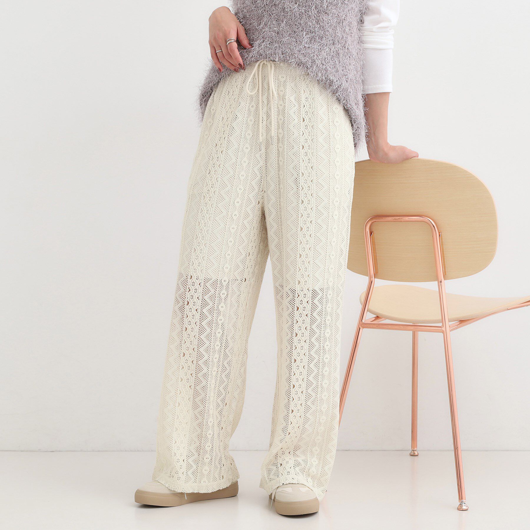 SHOO･LA･RUE「【セットアップ可】クラフトレースイージーパンツ」|その他|ホワイト(001)