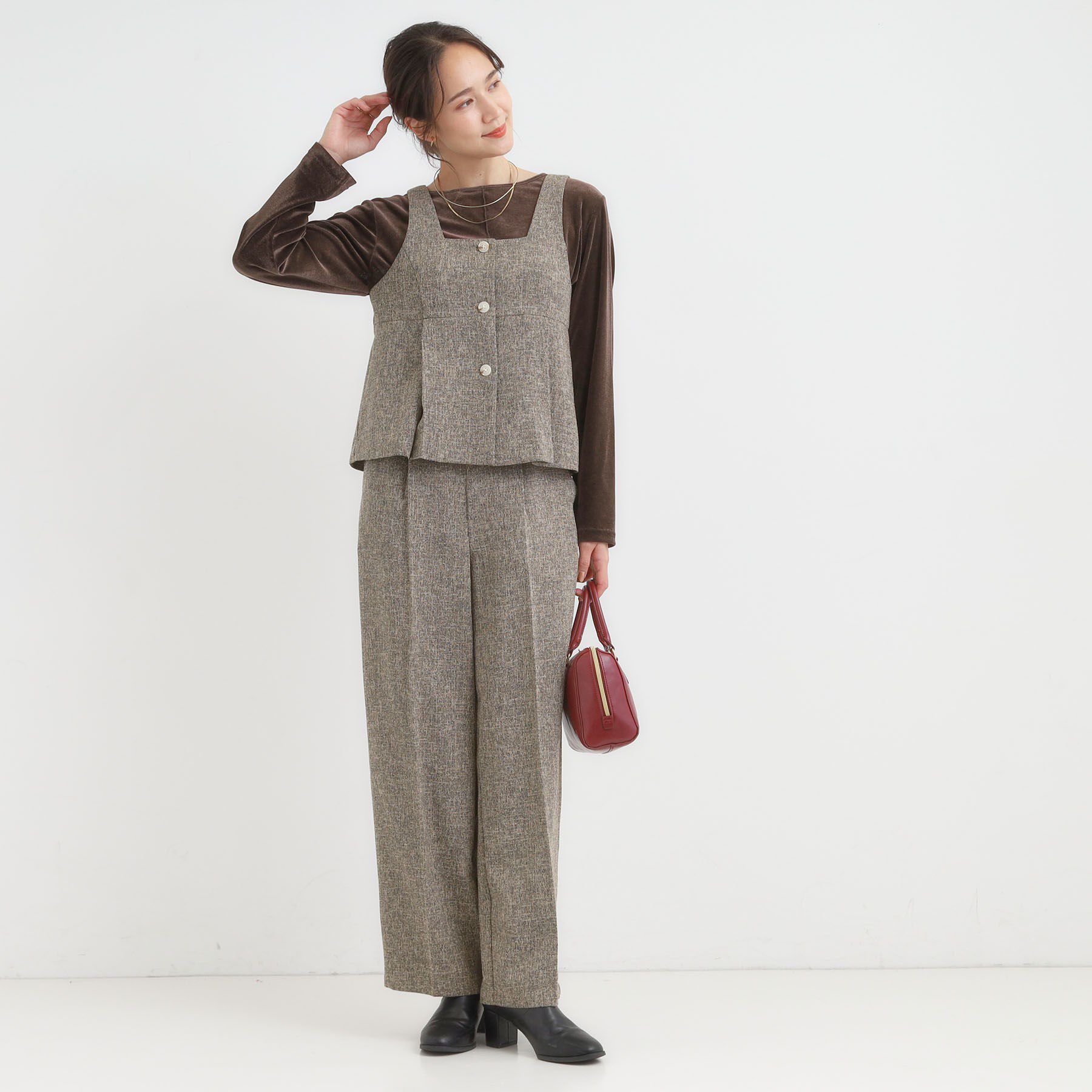 SHOO･LA･RUE「【洗える/S-LL】上品見え ベロア調シアートップス」|Tシャツ・カットソー|