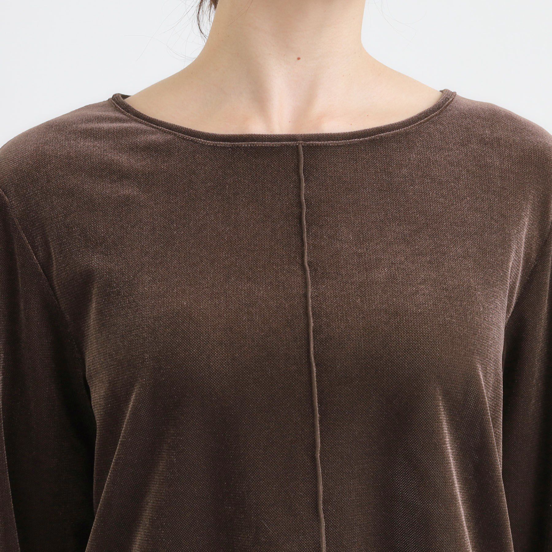 SHOO･LA･RUE「【洗える/S-LL】上品見え ベロア調シアートップス」|Tシャツ・カットソー|