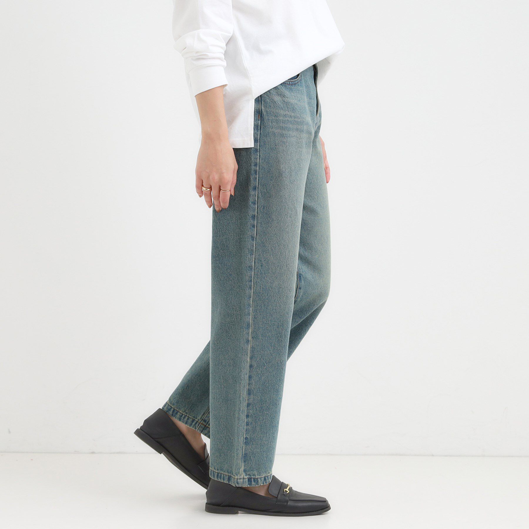 SHOO･LA･RUE「【S-LL】大人カジュアルに 柔らかデニムテーパードパンツ」|デニム|