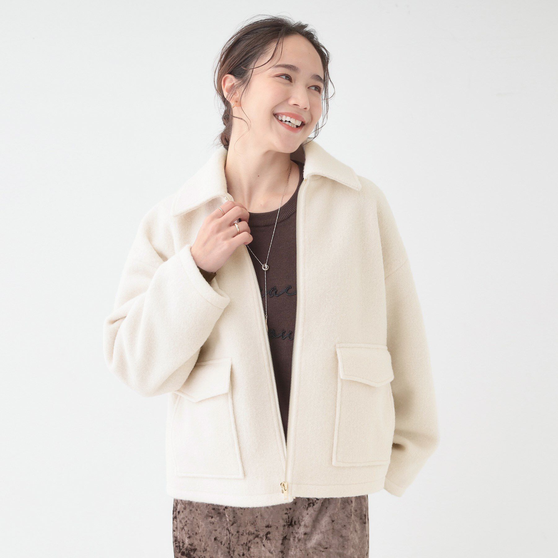 SHOO･LA･RUE「【S-LL】大人カジュアルコーデに 襟付きZIPブルゾン」|ブルゾン・スタジャン|