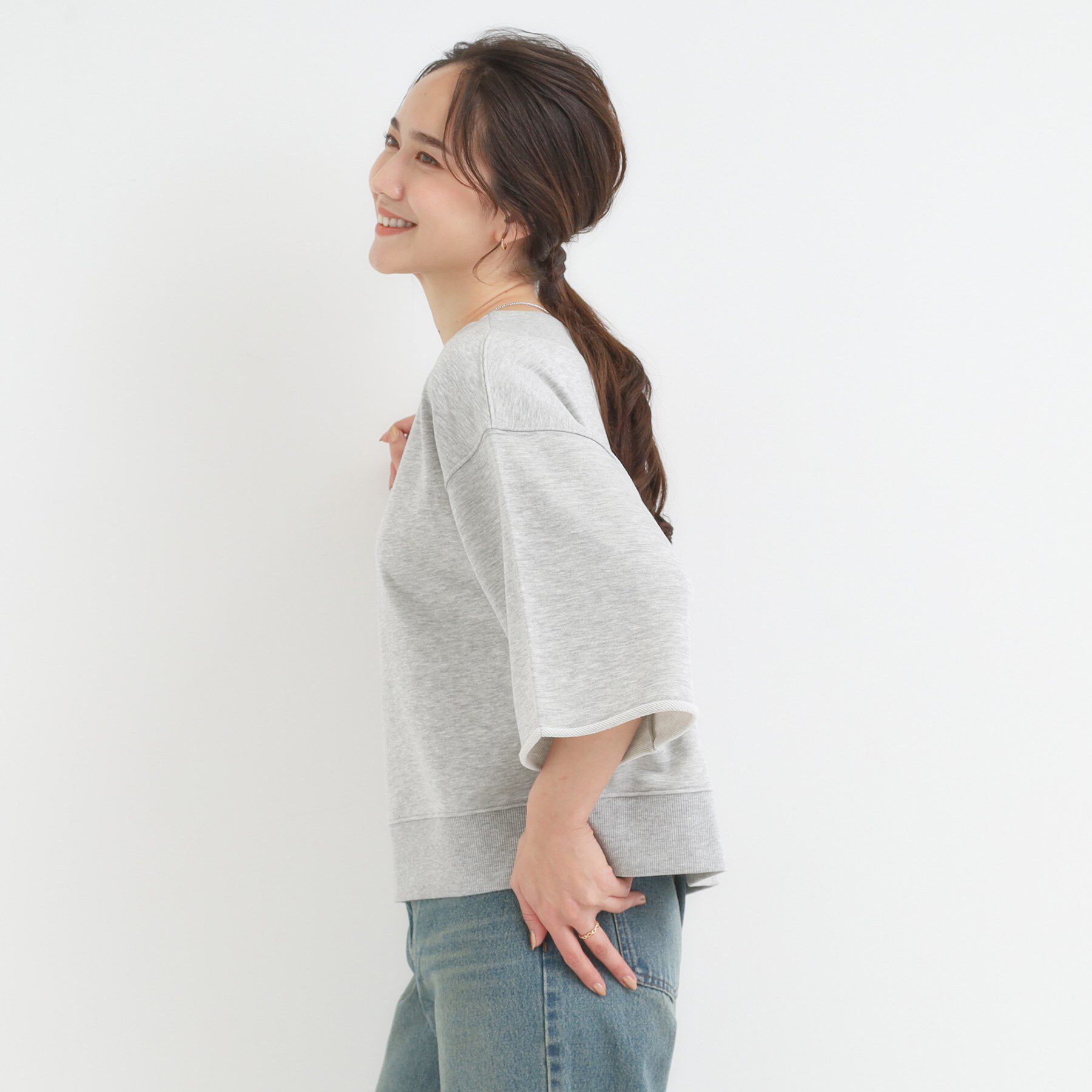 SHOO･LA･RUE「【2点セット】ハーフスリーブミニ裏毛プルオーバー＆レースタンクトップSET」|その他|