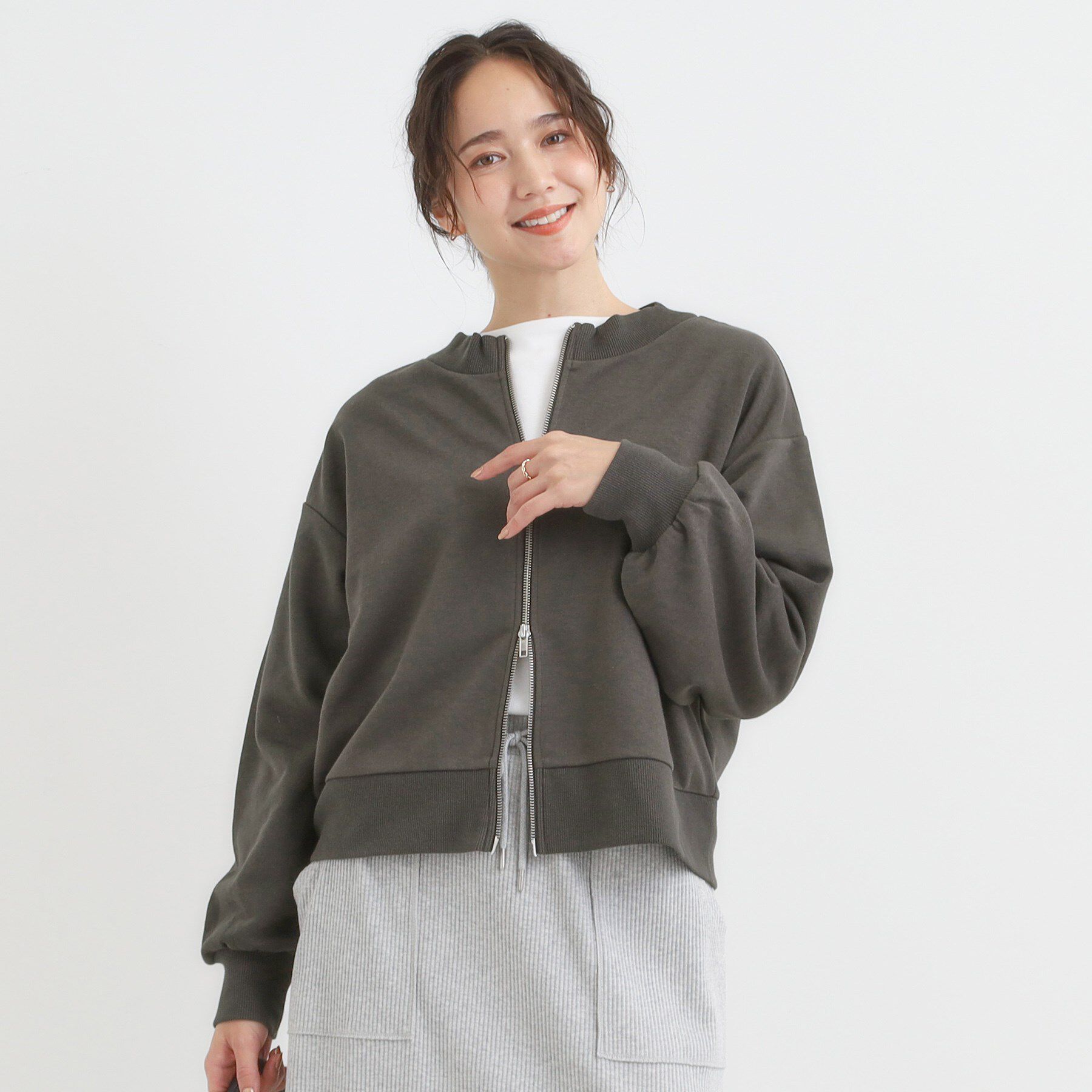 SHOO･LA･RUE「【前後2WAY】ボートネックダブルジップカーディガン」|カーディガン|