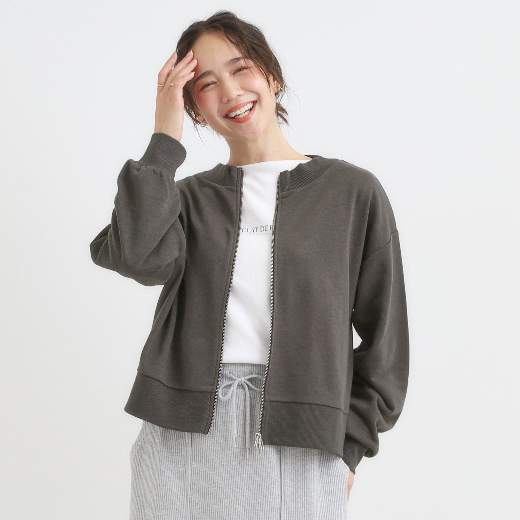 SHOO･LA･RUE「【前後2WAY】ボートネックダブルジップカーディガン」|カーディガン|