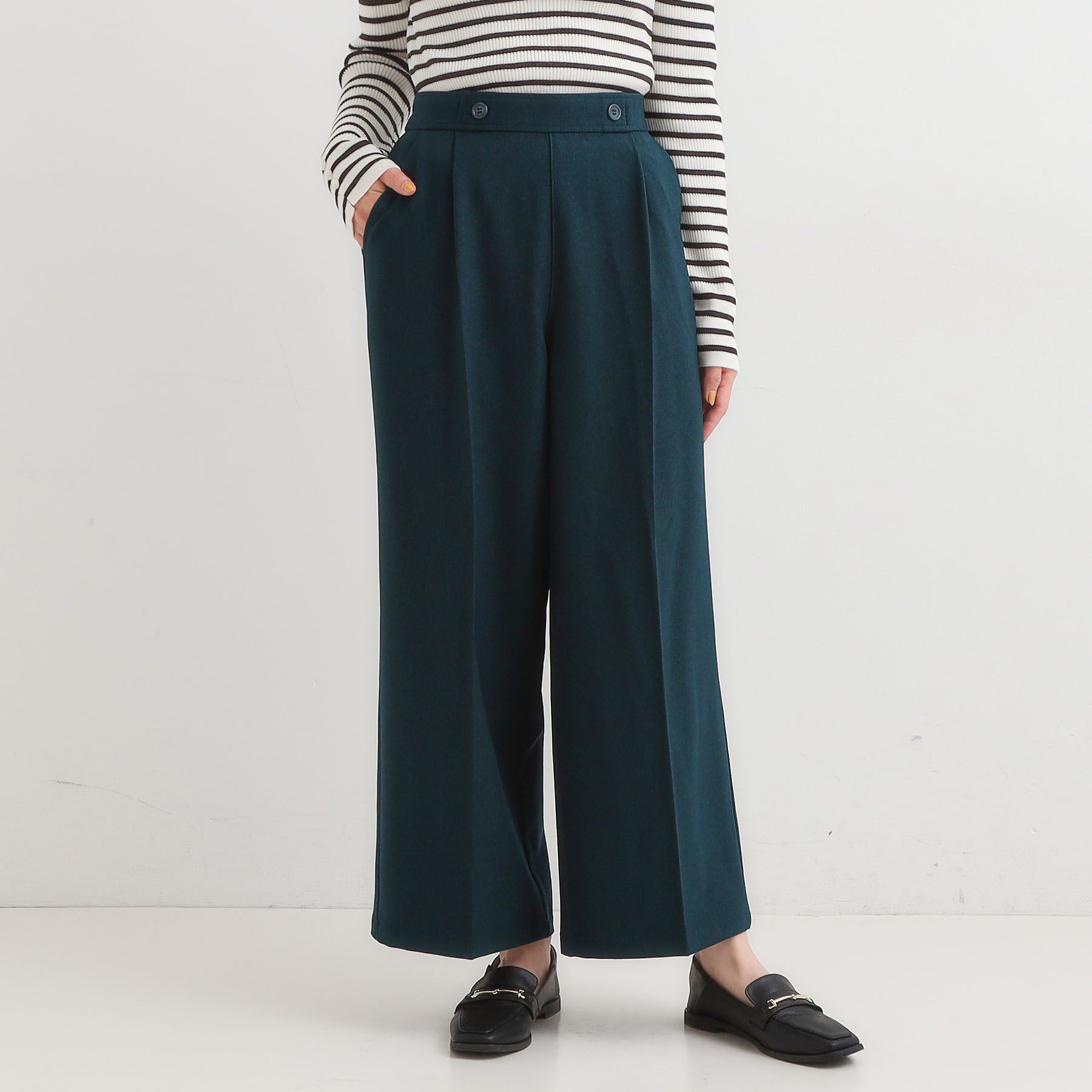 SHOO･LA･RUE「【着丈選べる】大人のきれいめスタイルに ウールフィール ワイドパンツ」|その他|