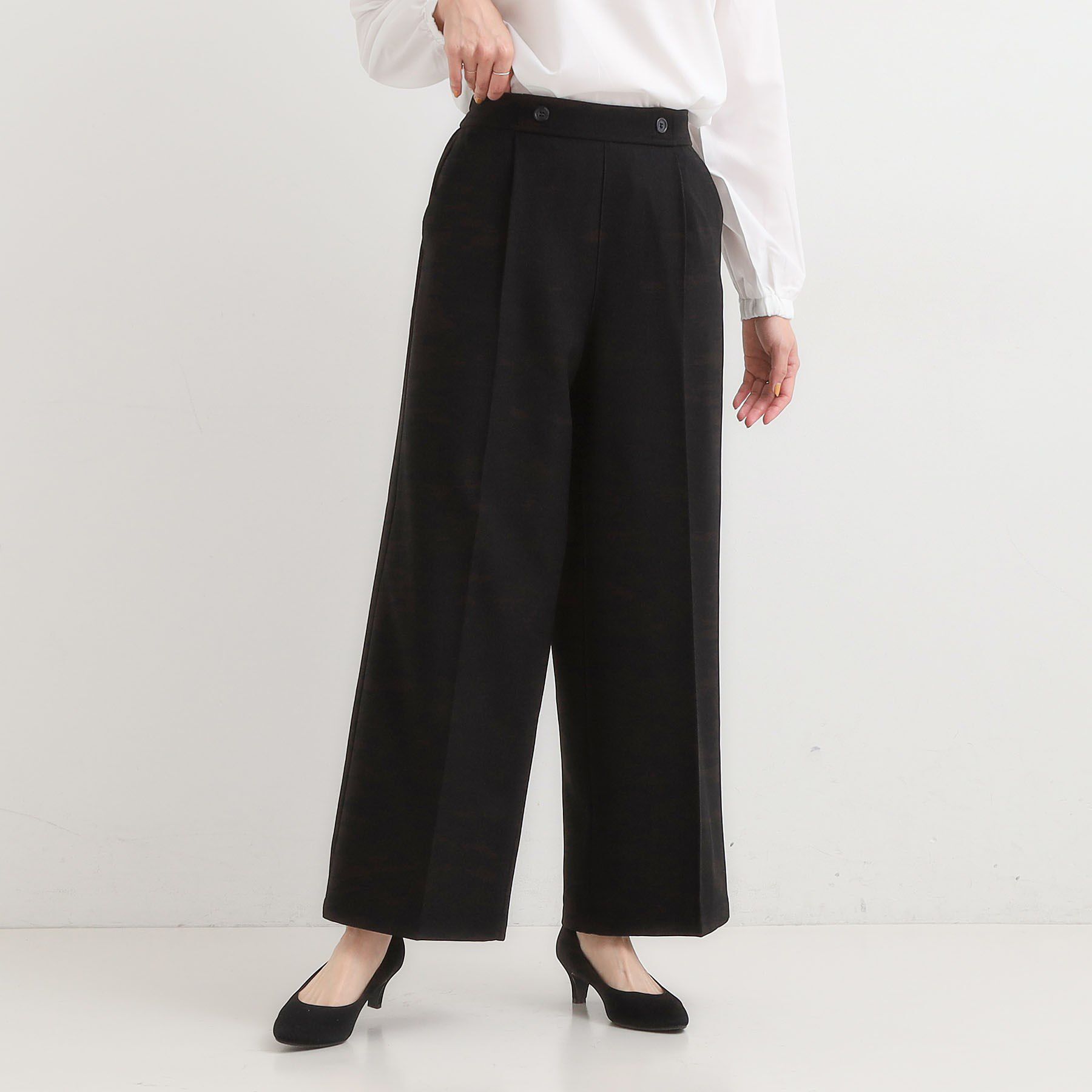SHOO･LA･RUE「【着丈選べる】大人のきれいめスタイルに ウールフィール ワイドパンツ」|その他|