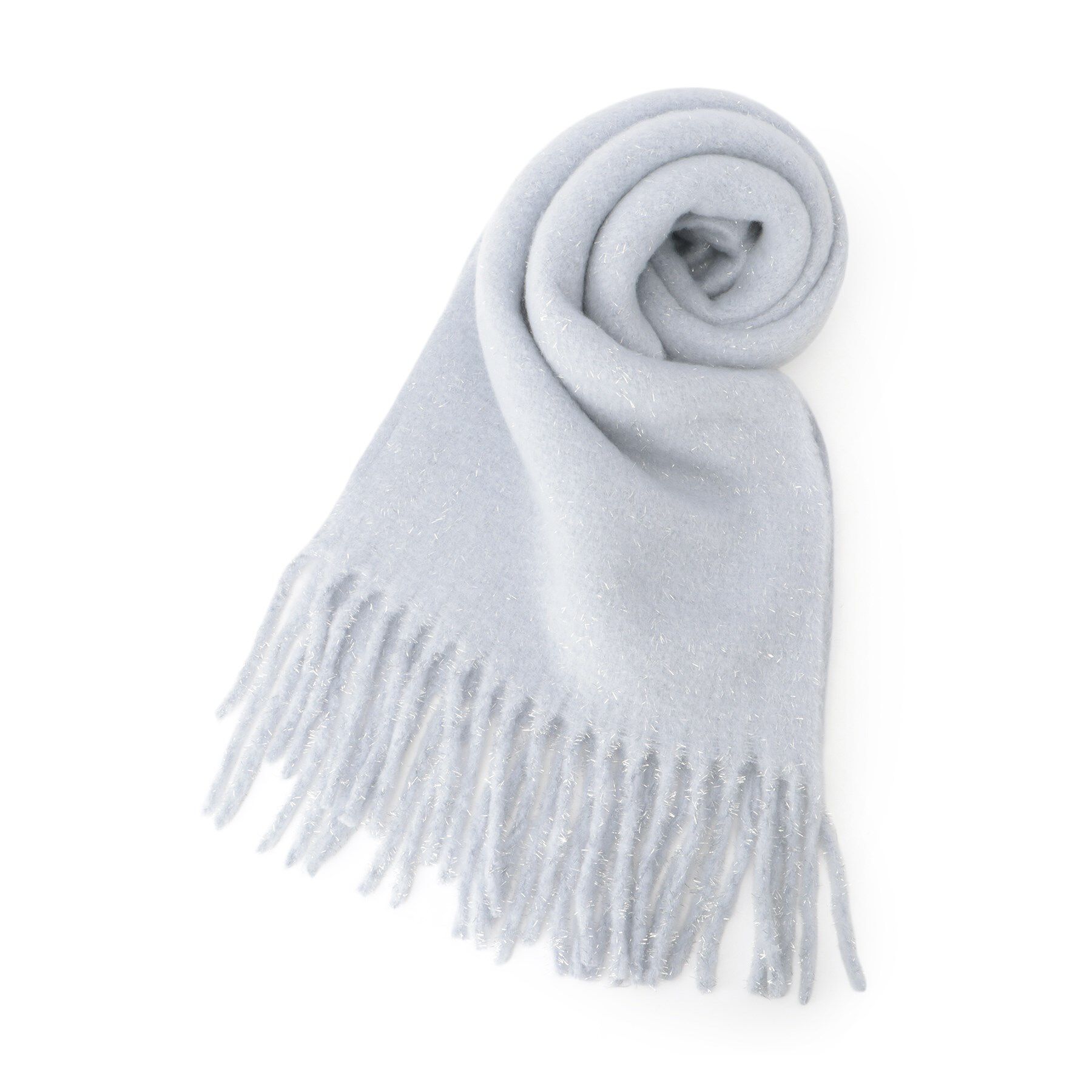 SHOO･LA･RUE「太フリンジラメストール」|ストール|サックスブルー(09