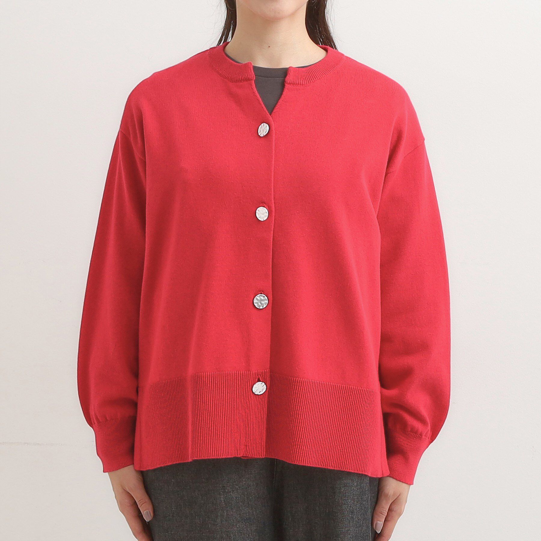 SHOO･LA･RUE「【洗濯機可/S-LL】 すっきり見え キーネックカーディガン【CIRCRIC】」|カーディガン|