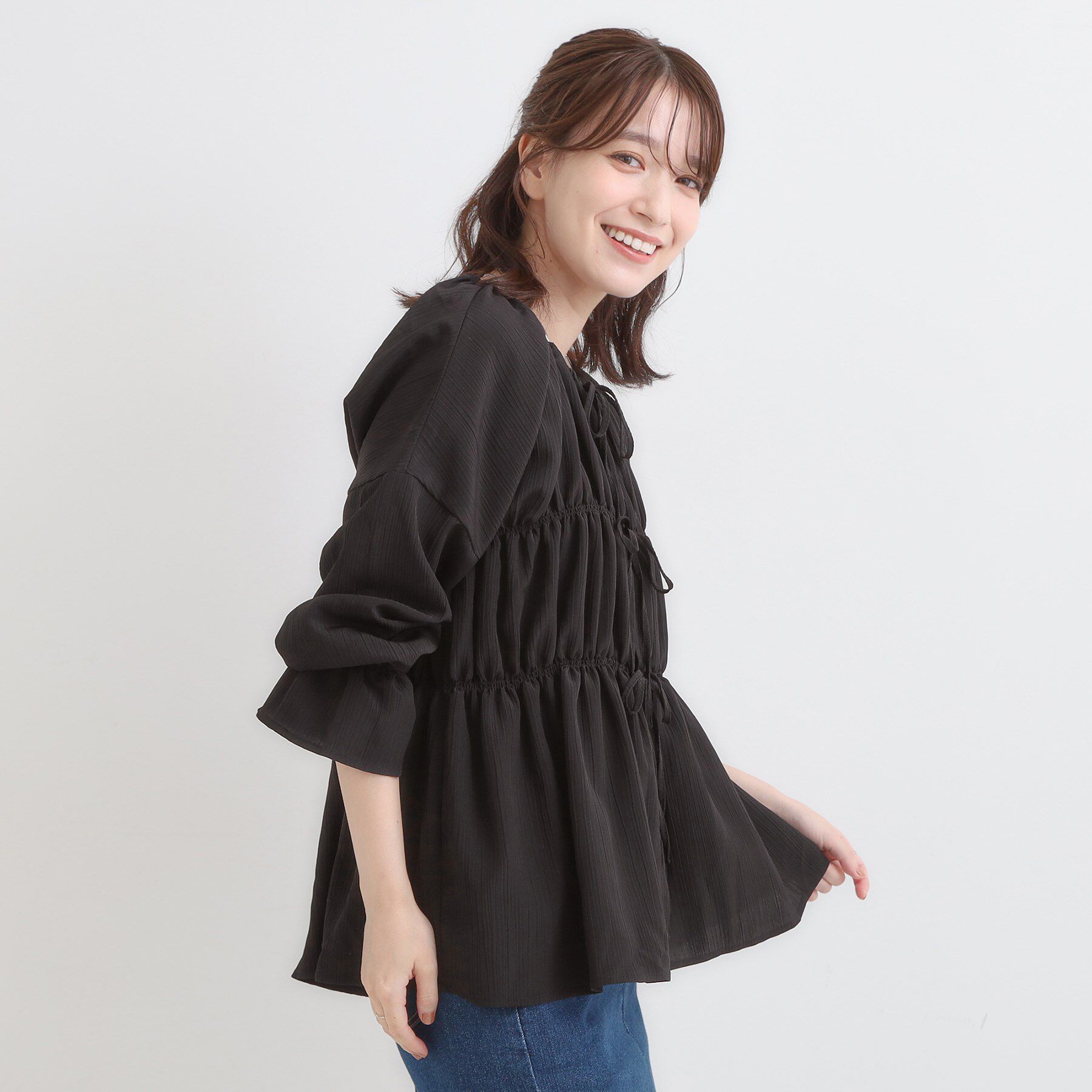 SHOO･LA･RUE「シャーリングデザインブラウス」|シャツ・ブラウス|