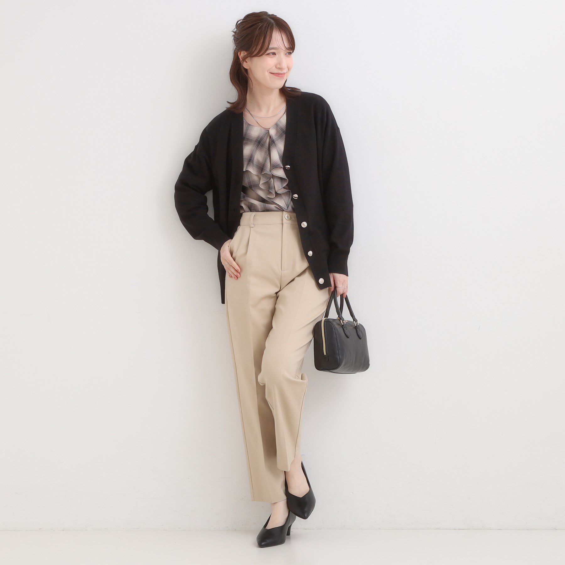 SHOO･LA･RUE「【洗える】もちもち ミドル丈ニットカーディガン」|カーディガン|