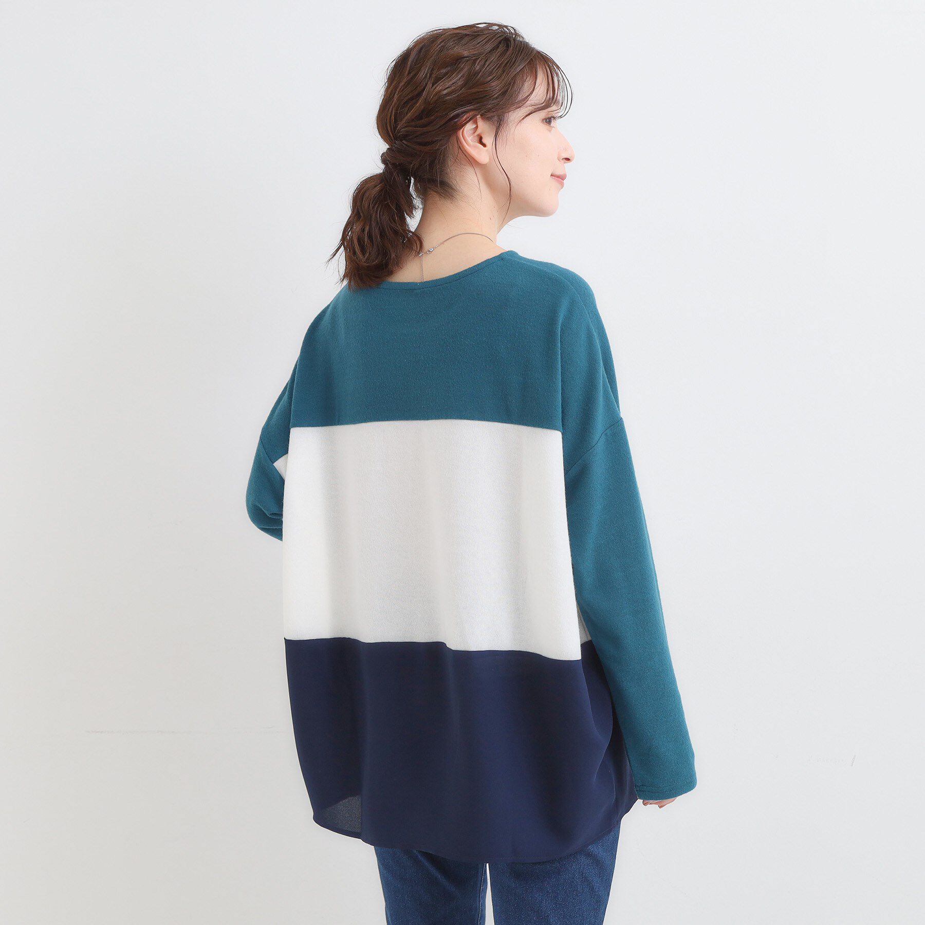 SHOO･LA･RUE「【S-LL】インしないで着られる 3段切り替えトップス」|Tシャツ・カットソー|