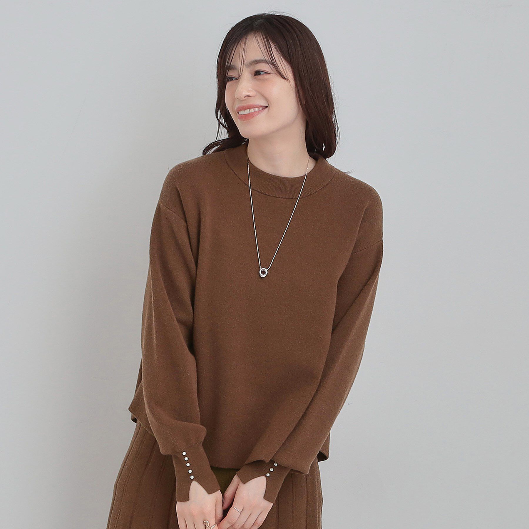 SHOO･LA･RUE「【セットアップ可/S-LL】インせず着られる 洗えるもちもち裾ラウンドニット」|ニット・セーター|