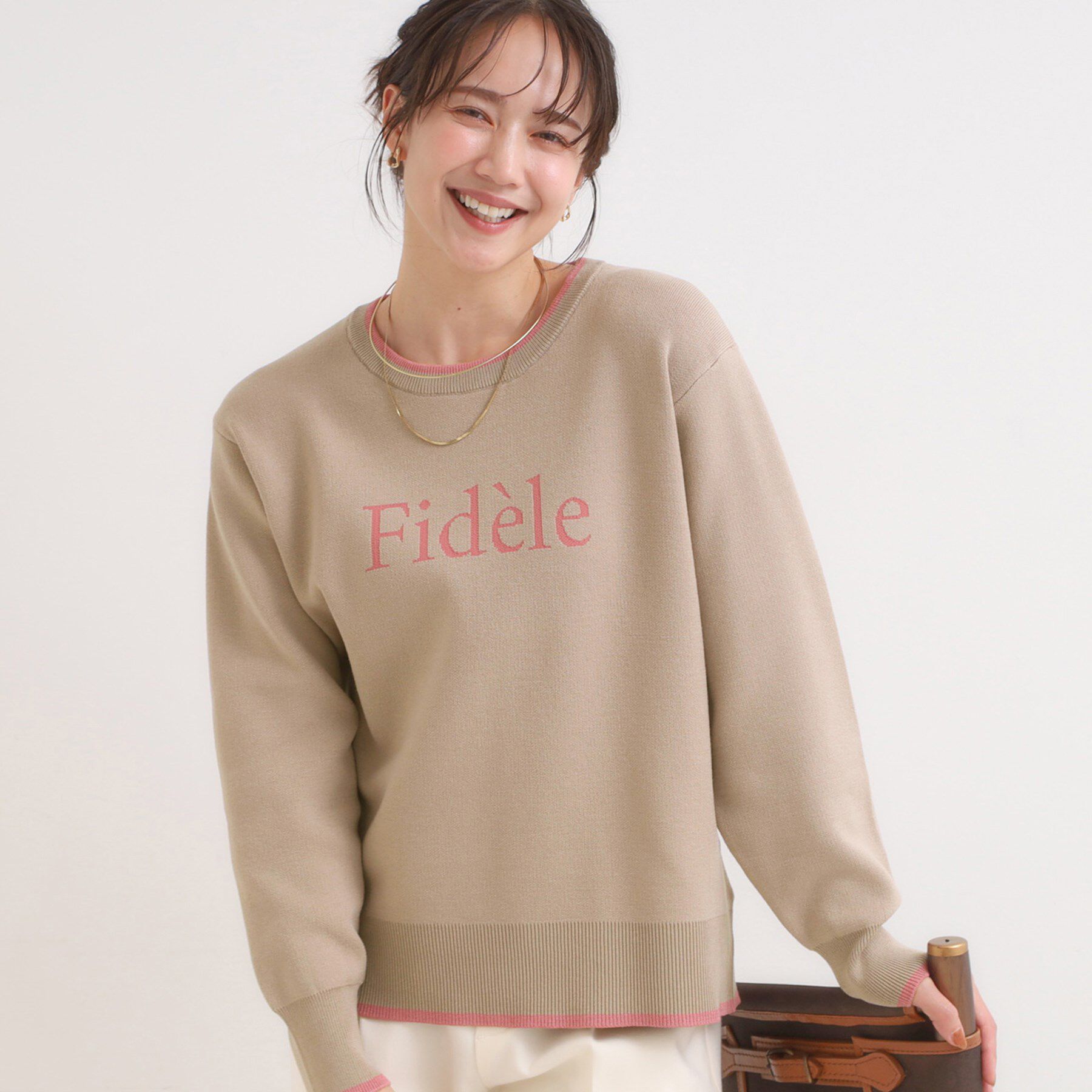 SHOO･LA･RUE「【洗濯機可/毛玉レス】大人世代も取り入れやすい スウェットライク アソートニット」|ニット・セーター|ベージュ(052)