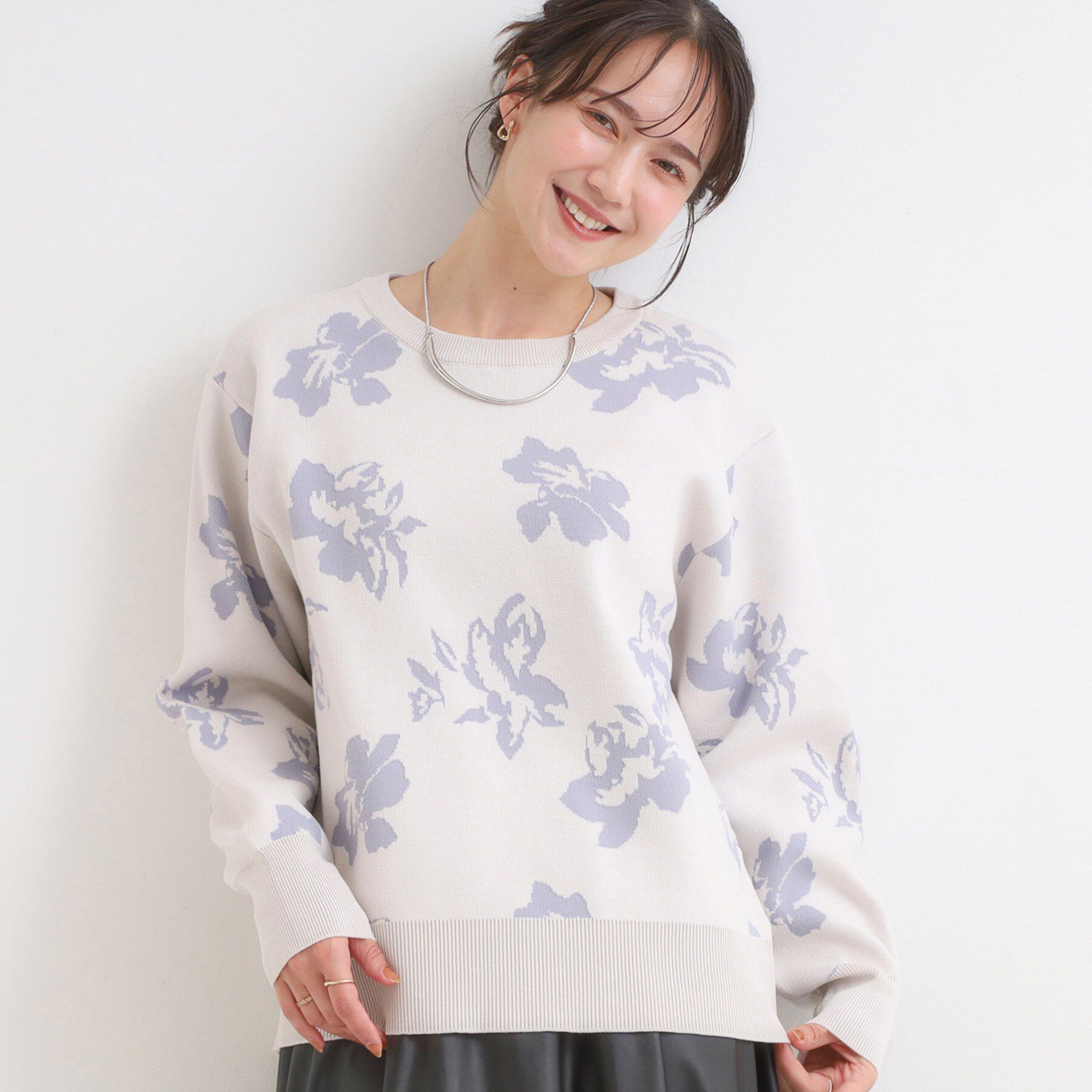 SHOO･LA･RUE「【洗濯機可/毛玉レス】大人世代も取り入れやすい スウェットライク アソートニット」|ニット・セーター|アイボリー(704)