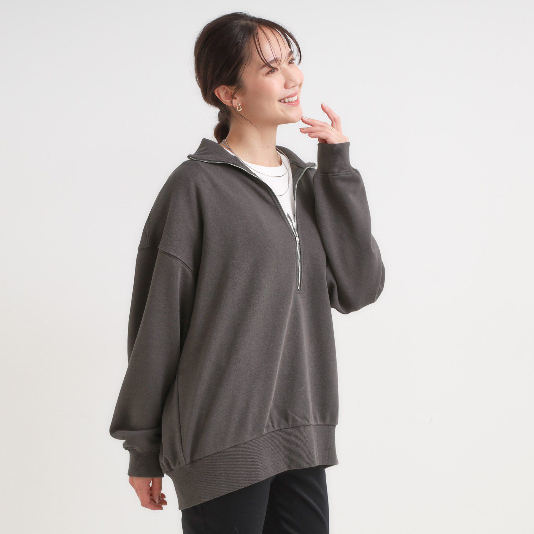 SHOO･LA･RUE「8色の選べる楽しさ ハーフジップ オーバーサイズスウェット」|パーカー|