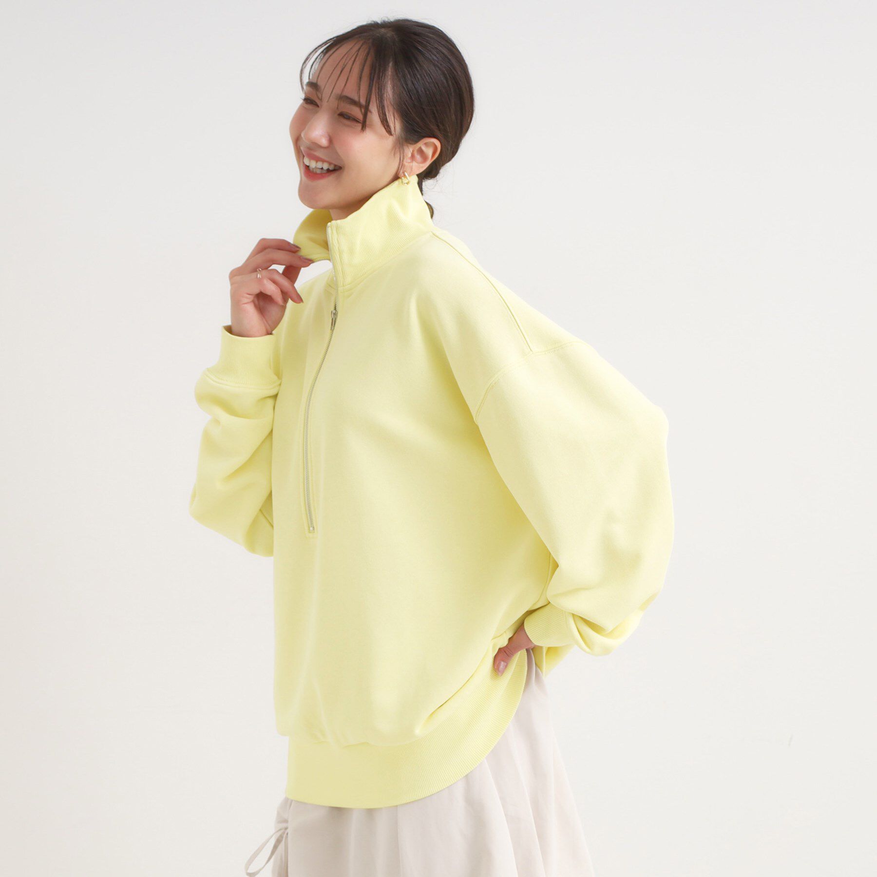 SHOO･LA･RUE「8色の選べる楽しさ ハーフジップ オーバーサイズスウェット」|パーカー|