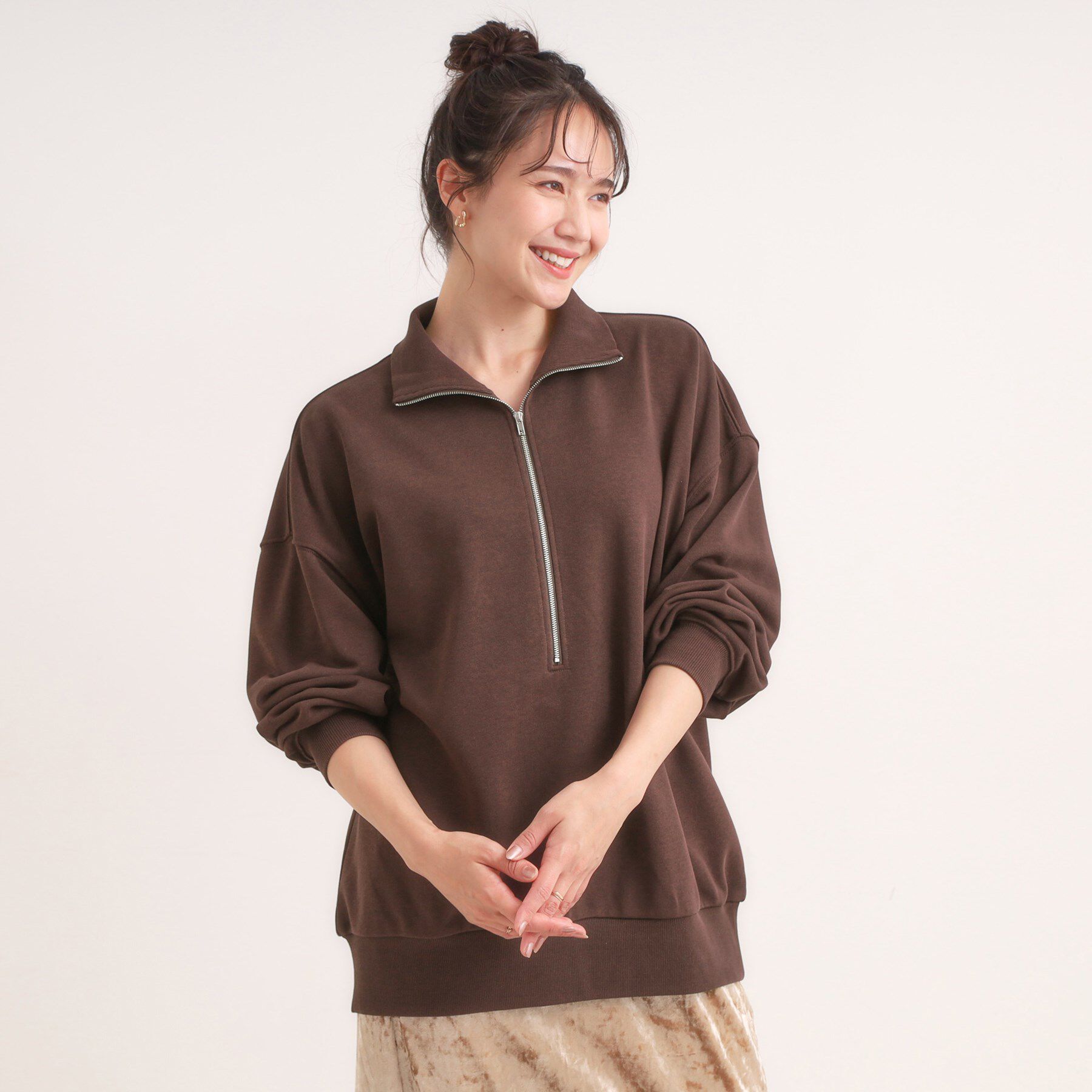 SHOO･LA･RUE「8色の選べる楽しさ ハーフジップ オーバーサイズスウェット」|パーカー|