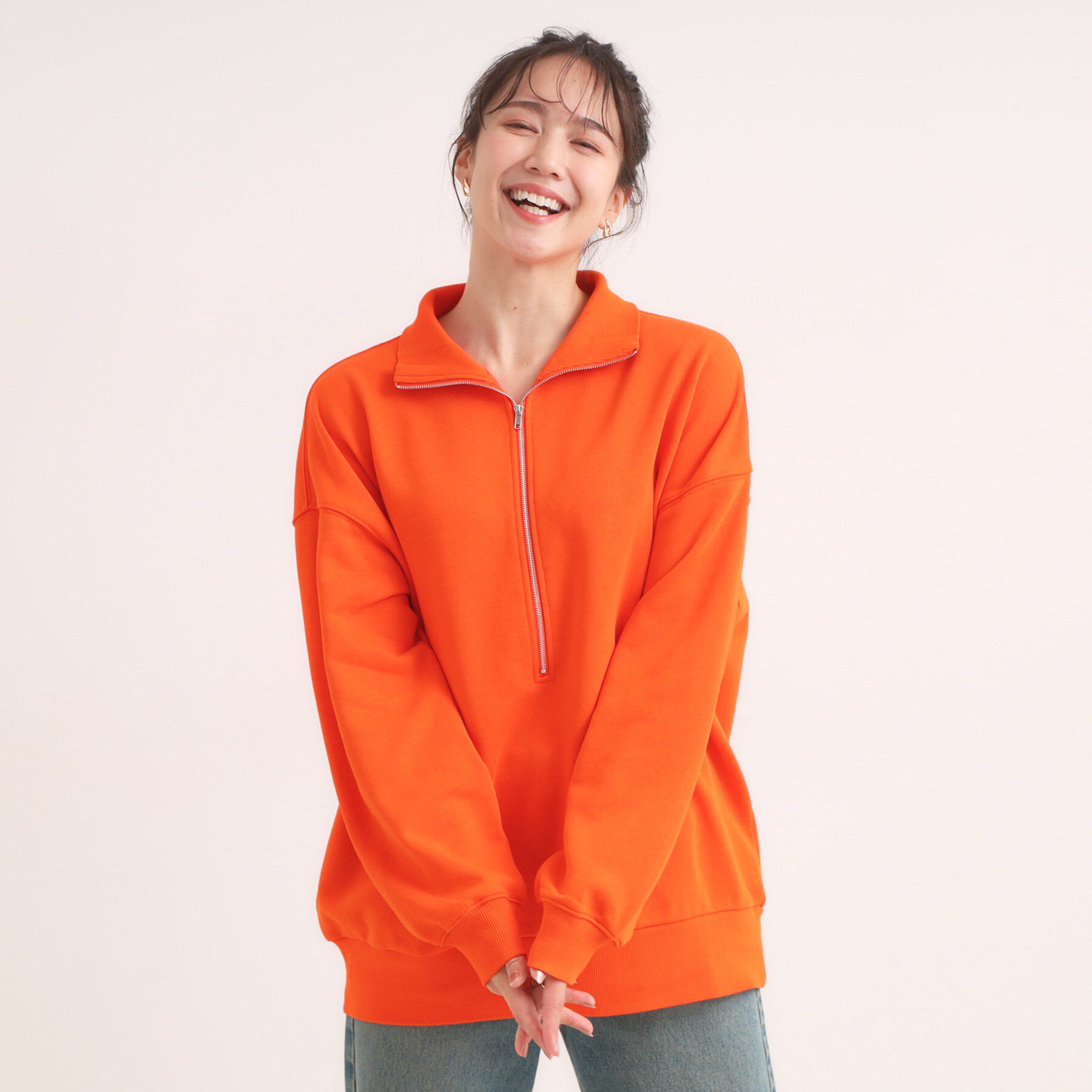 SHOO･LA･RUE「8色の選べる楽しさ ハーフジップ オーバーサイズスウェット」|パーカー|