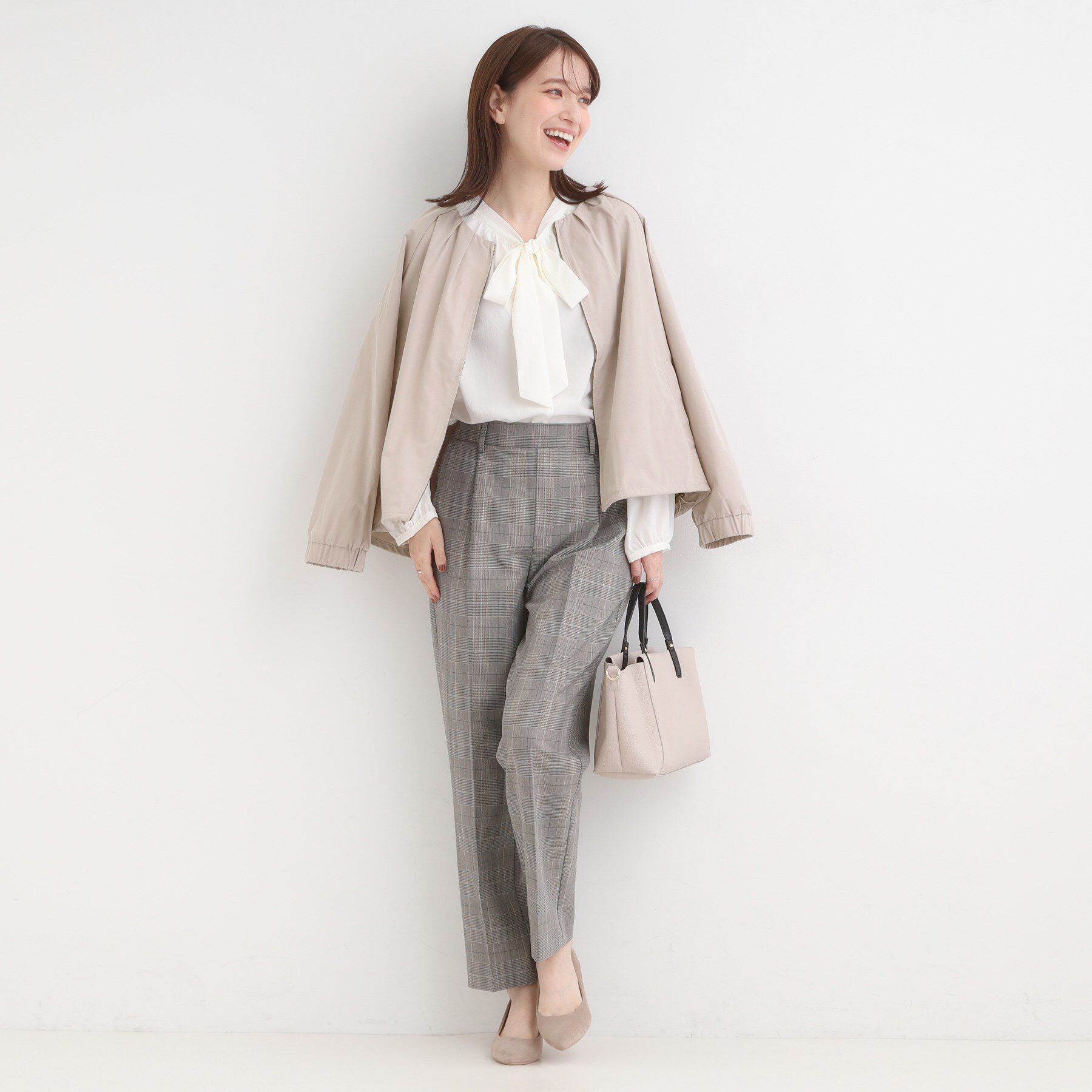 SHOO･LA･RUE「【S-LL】タック使いがこなれ見え ノーカラーブルゾン」|ブルゾン・スタジャン|