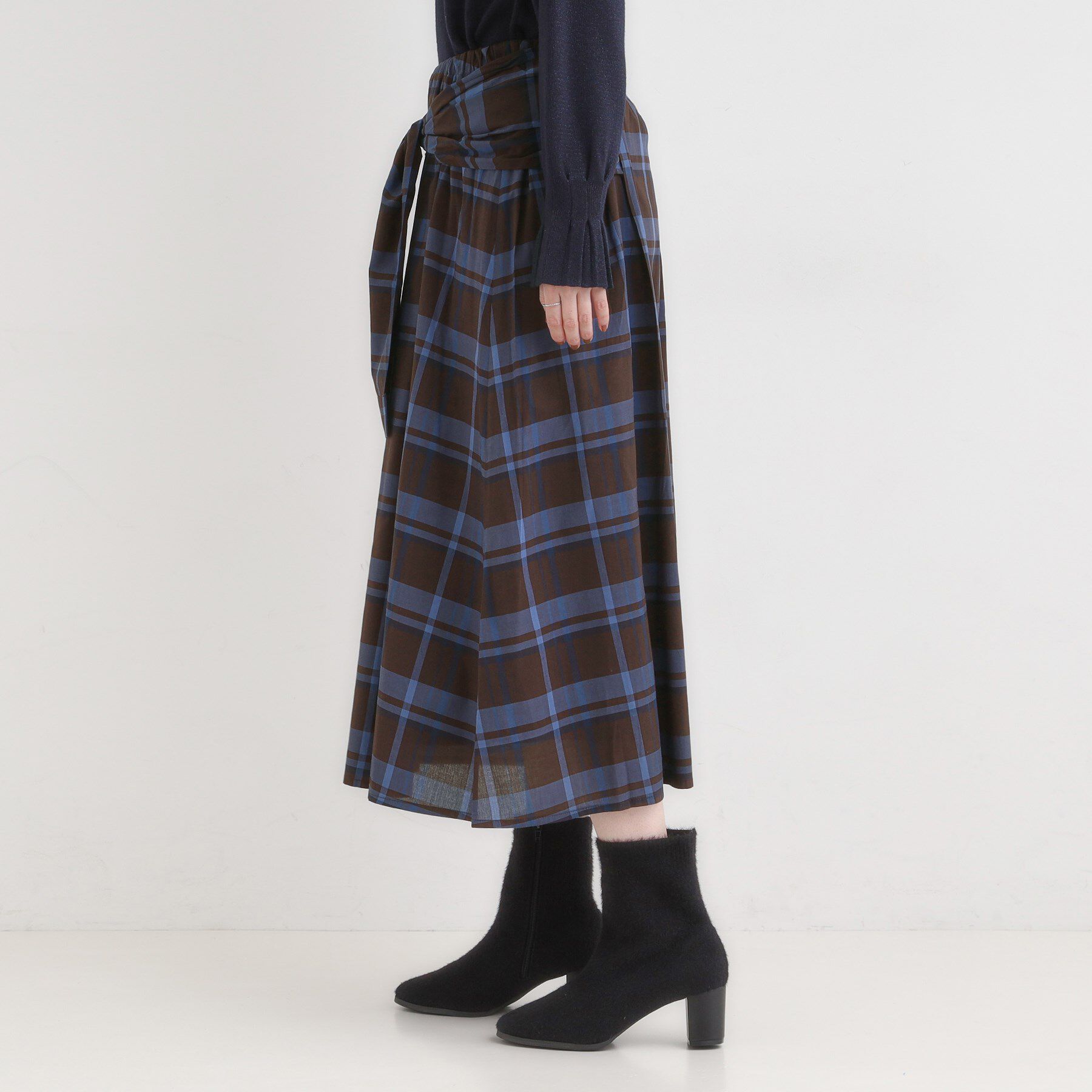 SHOO･LA･RUE「【S-LL／2WAY】取り外しのできる シャツ腰巻パーツつきチェック柄スカート」|スカート|