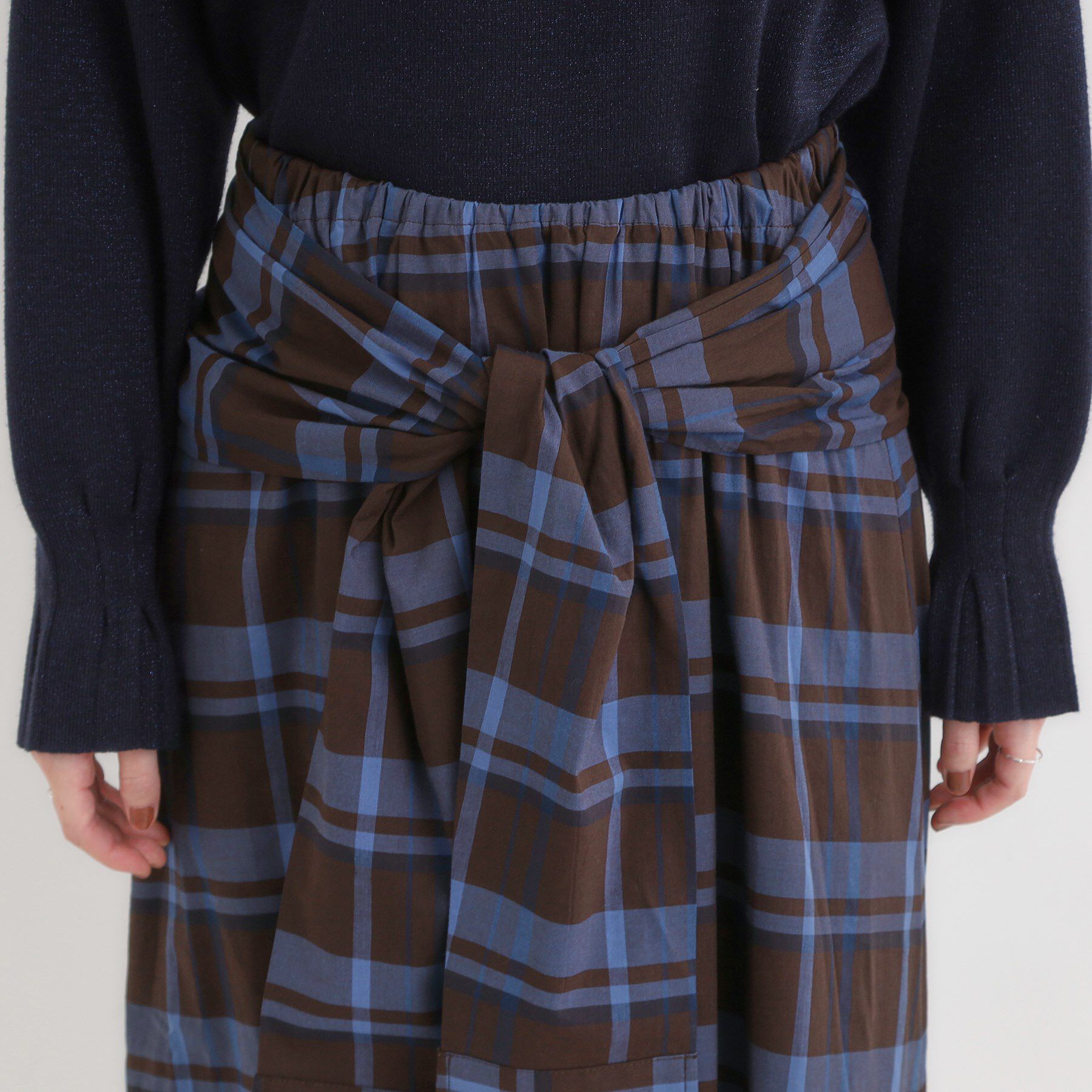 SHOO･LA･RUE「【S-LL／2WAY】取り外しのできる シャツ腰巻パーツつきチェック柄スカート」|スカート|