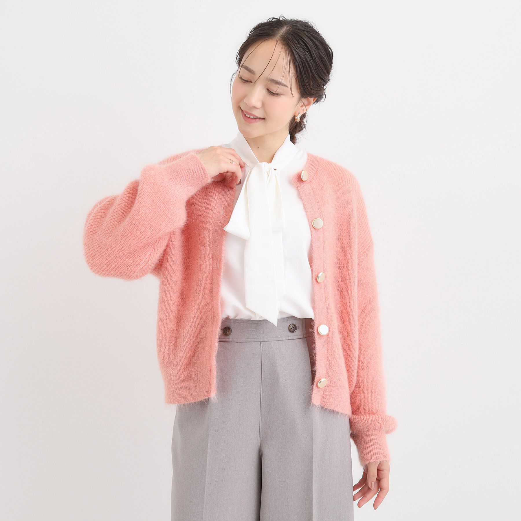 SHOO･LA･RUE「【S-LL】ふわふわシャギー 大人レディなカーディガン」|カーディガン|