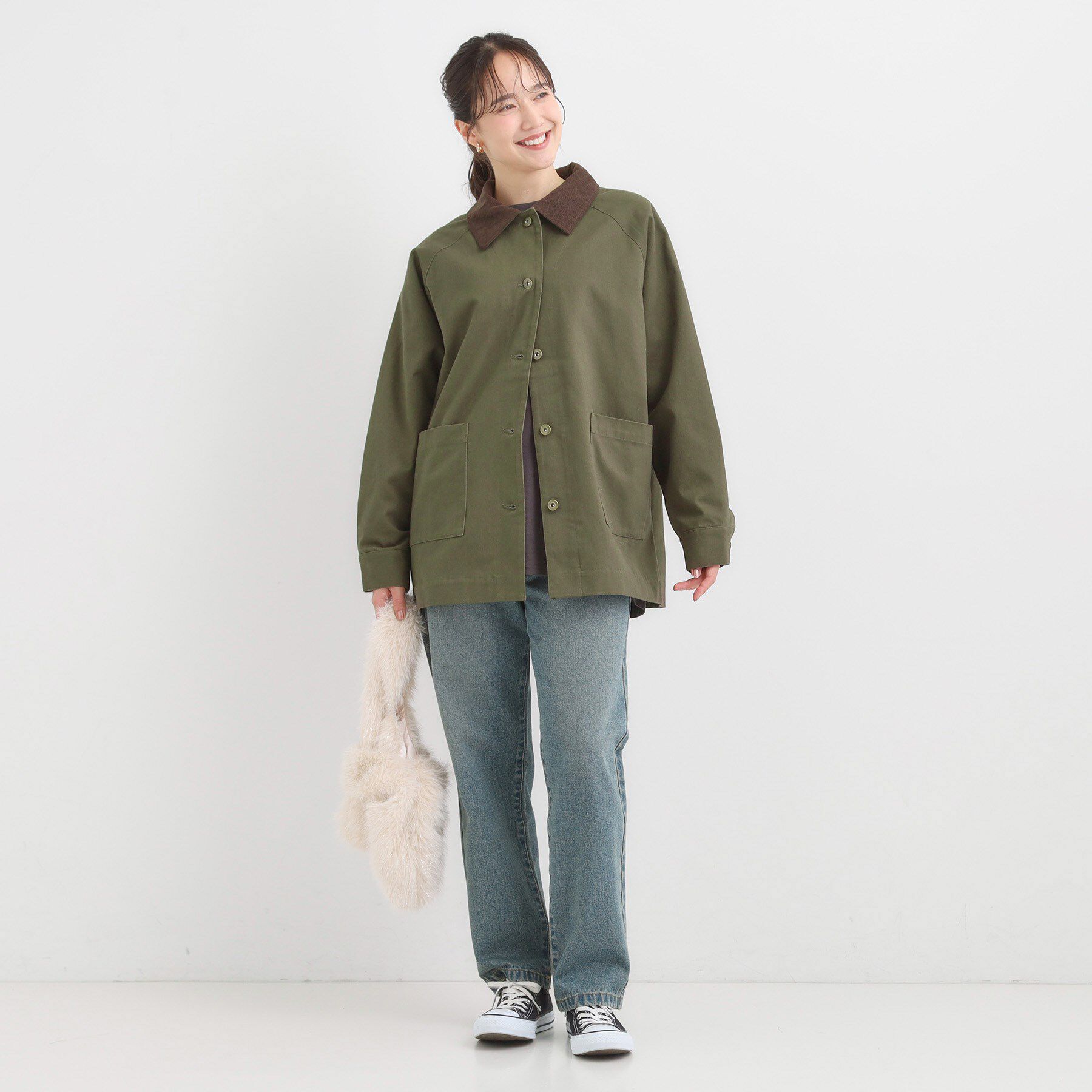 SHOO･LA･RUE「【S-LL】オーバーシルエットでこなれ感 襟コール カバーオール」|ステンカラーコート|