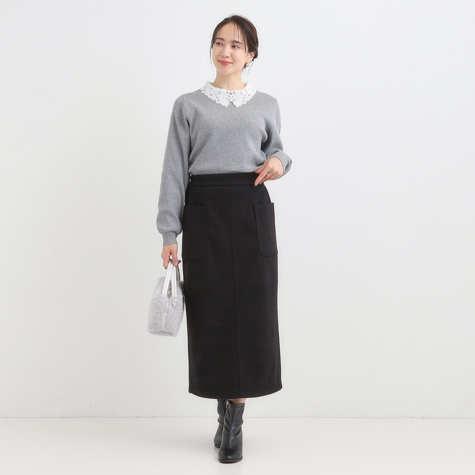 SHOO･LA･RUE「【S-LL】あったかすっきり 圧縮ニットナロースカート」|スカート|