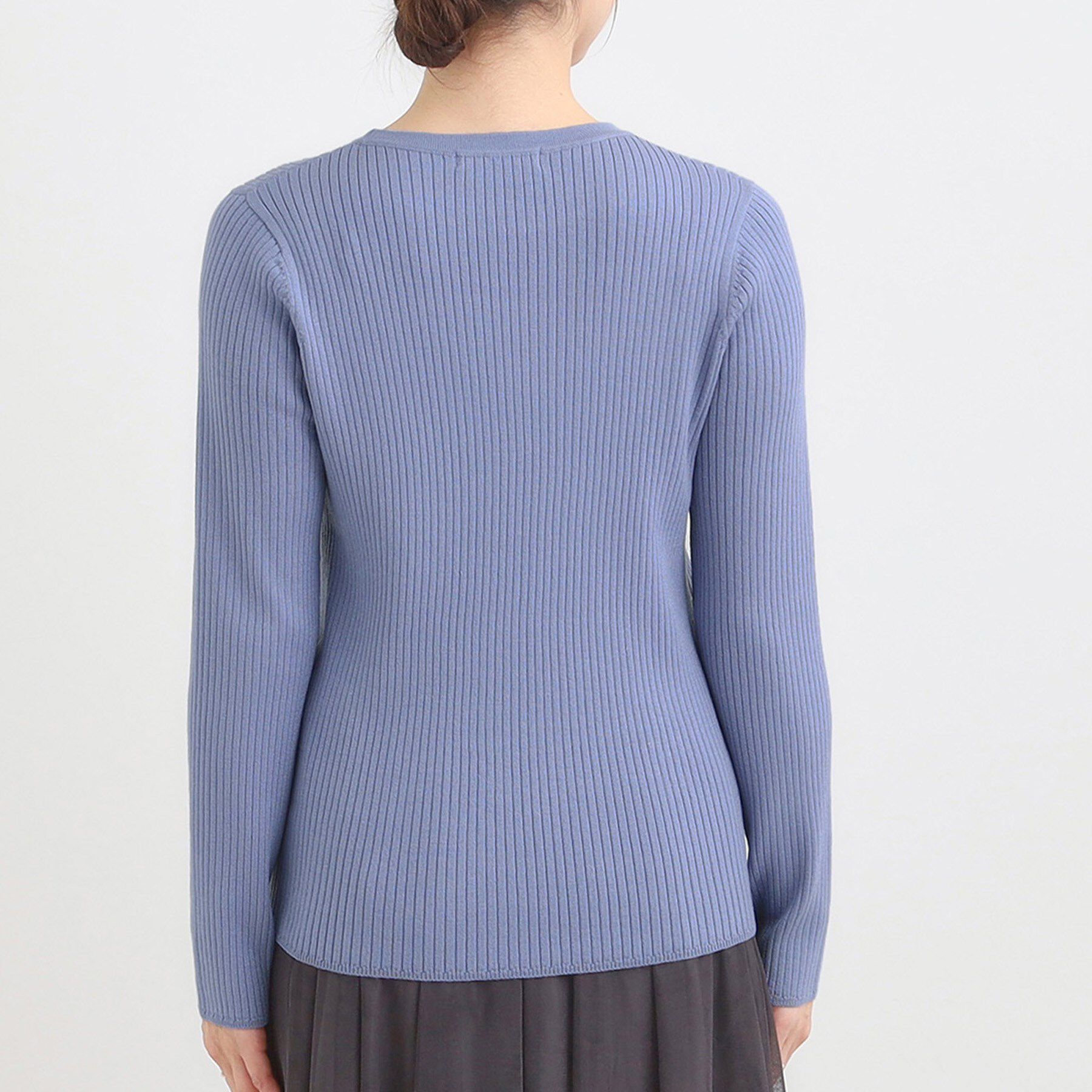 SHOO･LA･RUE「【絶妙なゆるピタ/洗濯機可】ちくちくしにくい リブクルーネックやわらかニット」|ニット・セーター|