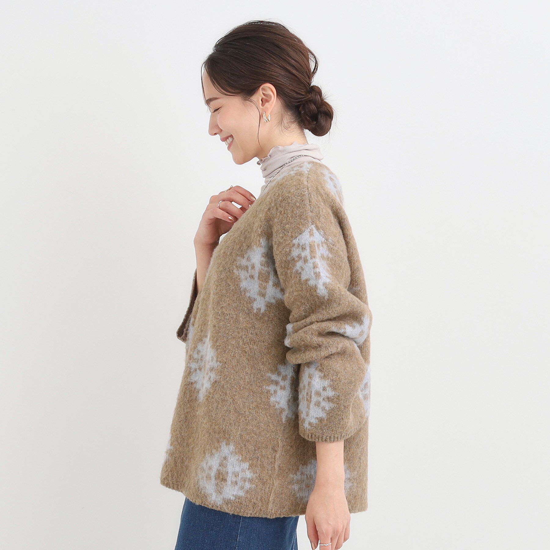 SHOO･LA･RUE「羽織るだけでスタイリングの主役に 起毛柄カーディガン」|カーディガン|