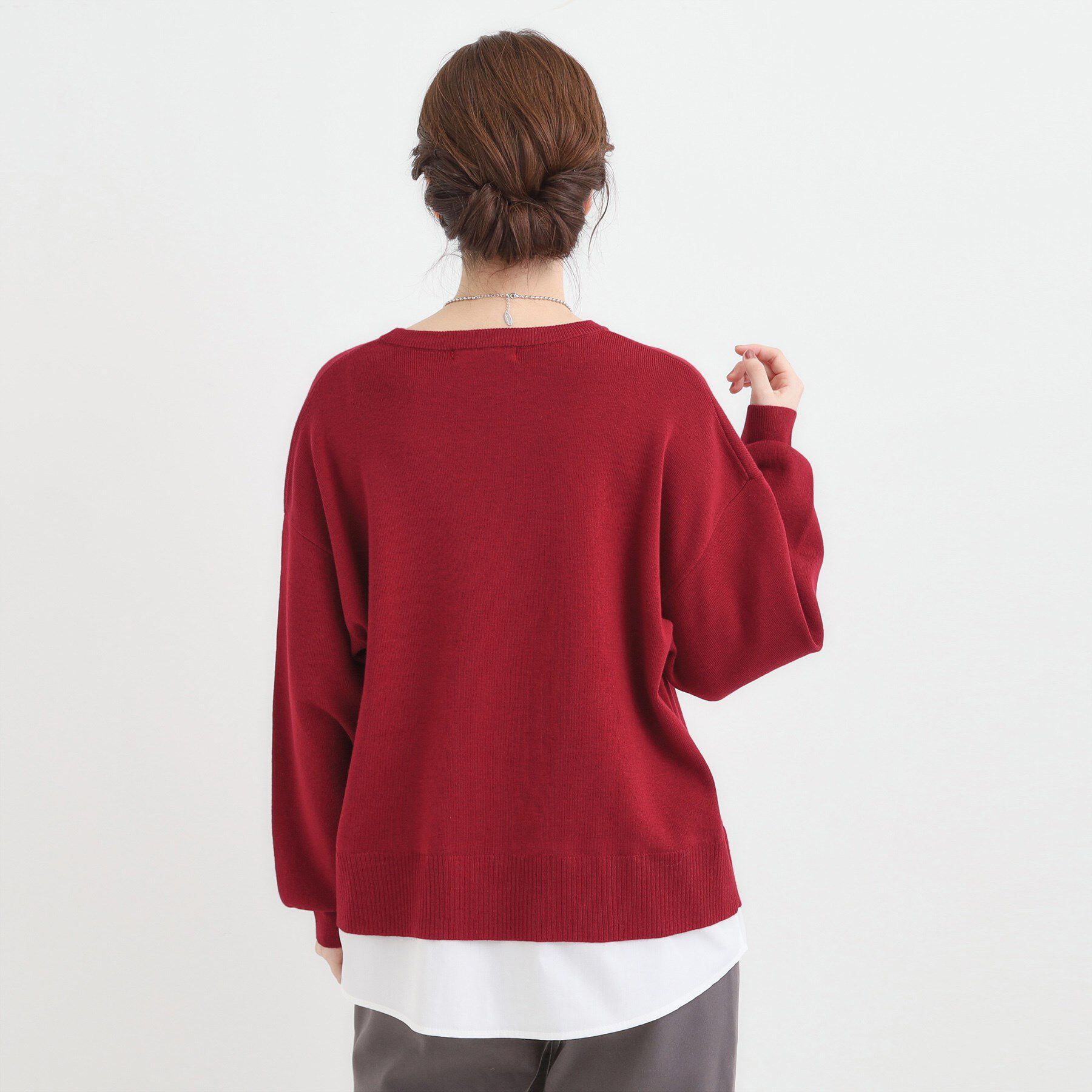 SHOO･LA･RUE「【洗濯機可/毛玉になりにくい】一枚で簡単こなれ見え 裾フェイクレイヤード風ニット」|ニット・セーター|