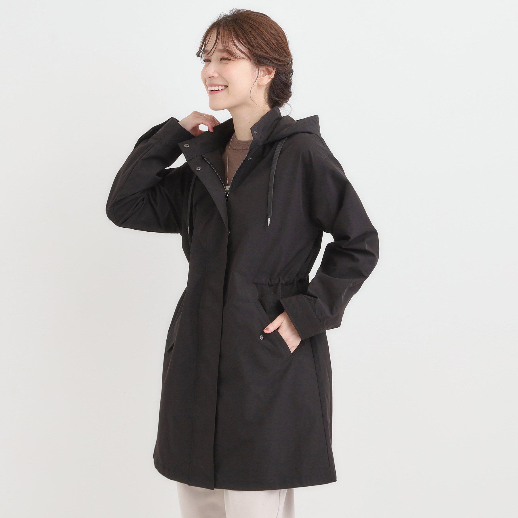 SHOO･LA･RUE「【S-LL/撥水】腰回りをカバーする ロングミリタリーアウター」|ミリタリージャケット|