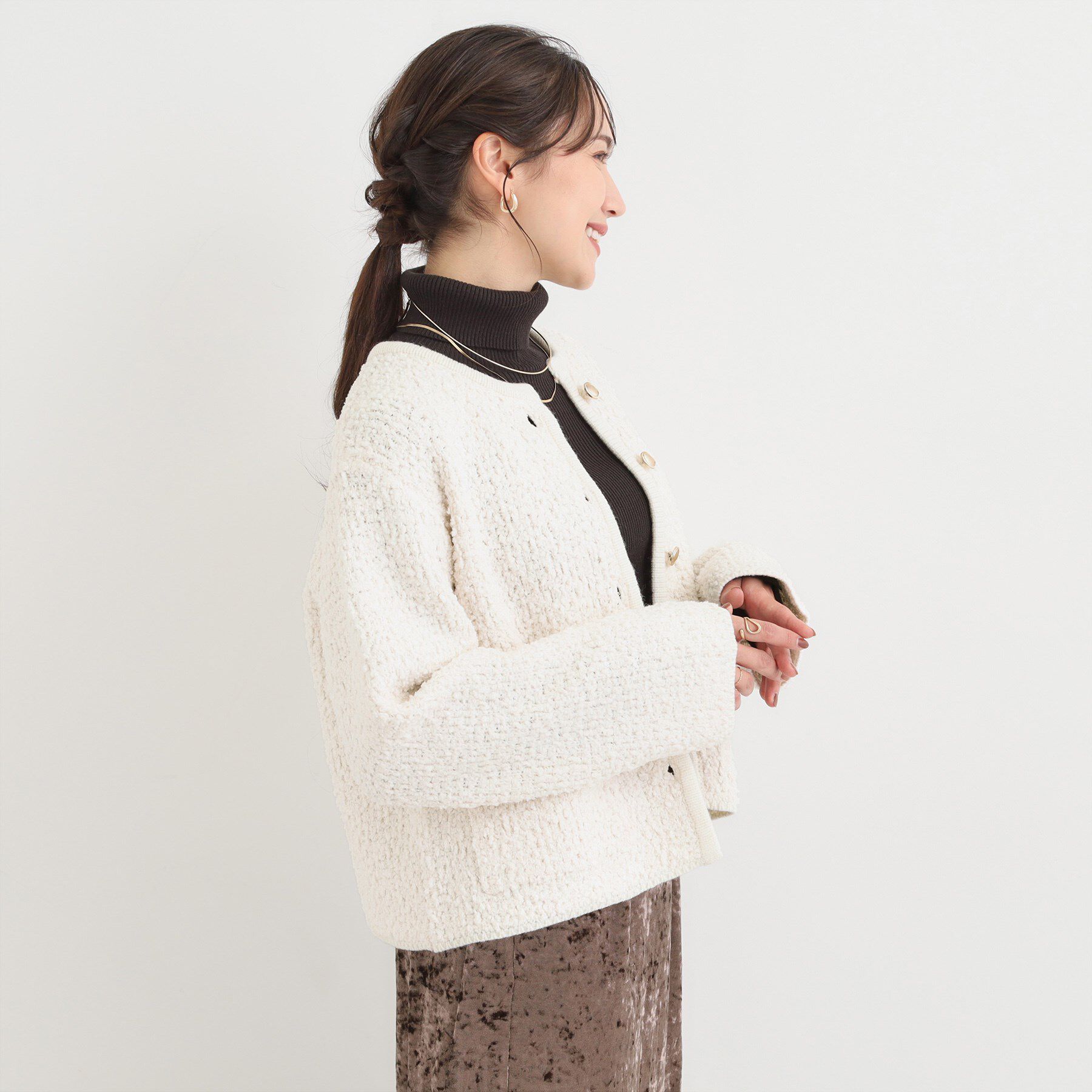 SHOO･LA･RUE「カジュアルにも きれいめにも ぽこぽこニットカーディガン」|カーディガン|