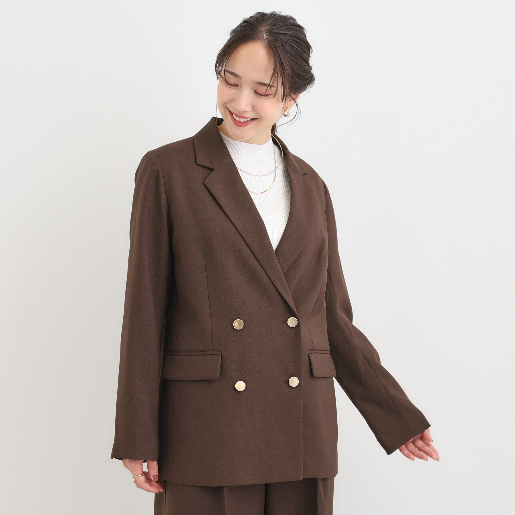 SHOO･LA･RUE「【洗える/S-LL/セットアップ可】カジュアルからきれいめまで ダブルジャケット」|テーラードジャケット|