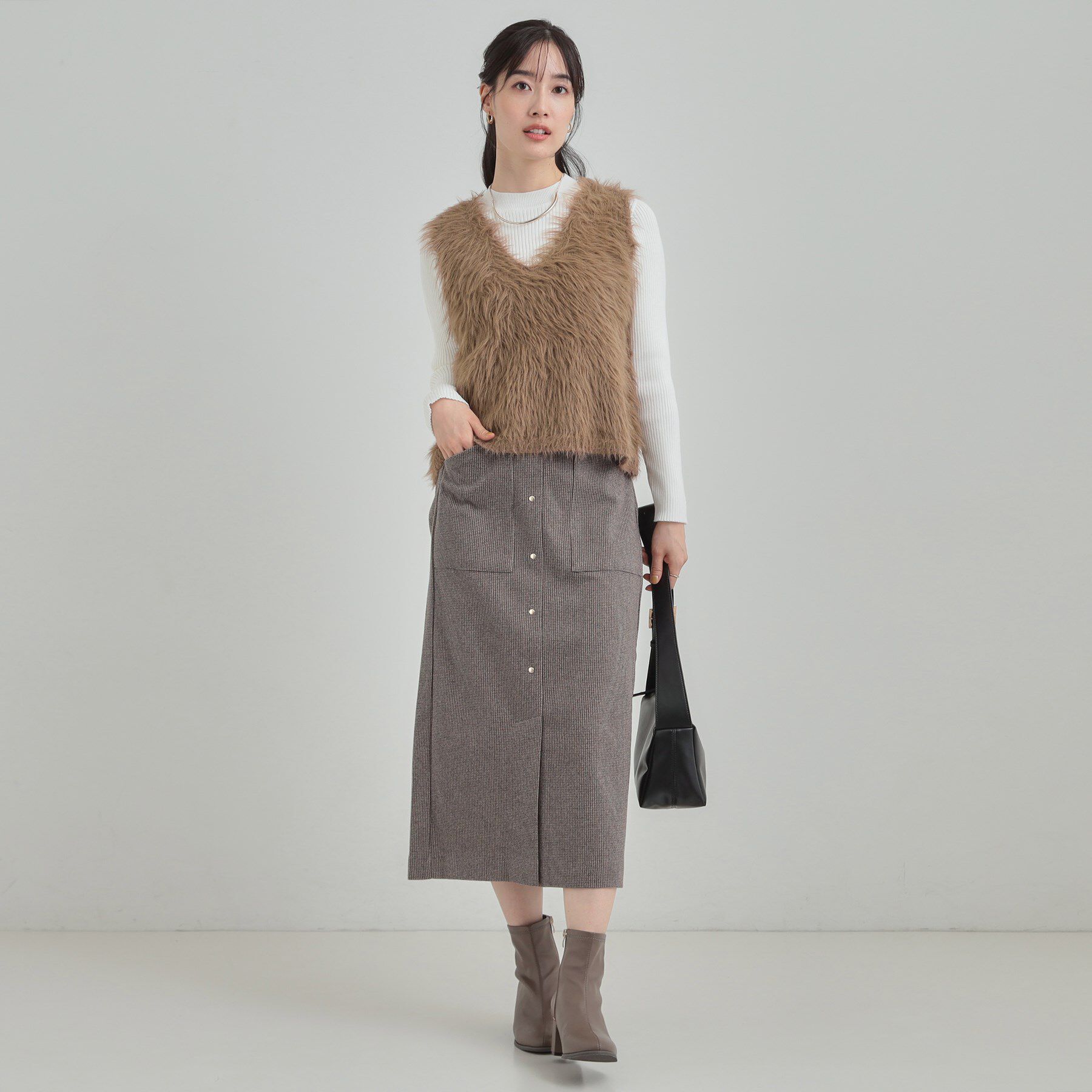 SHOO･LA･RUE「【S-LL/2点セット】着るだけでコーデが決まる フェザーニットベスト&times;リブニット」|その他|