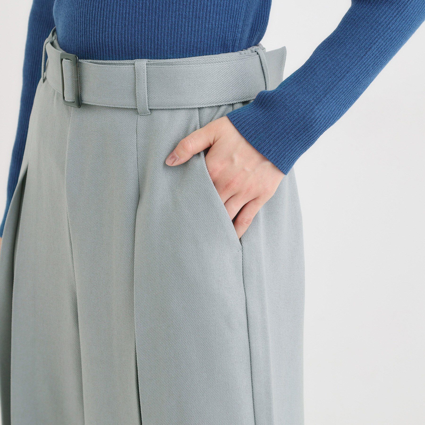 SHOO･LA･RUE「【着丈選べる/S-LL】大人のきれいめスタイルに ベルト付きワイドパンツ」|その他|