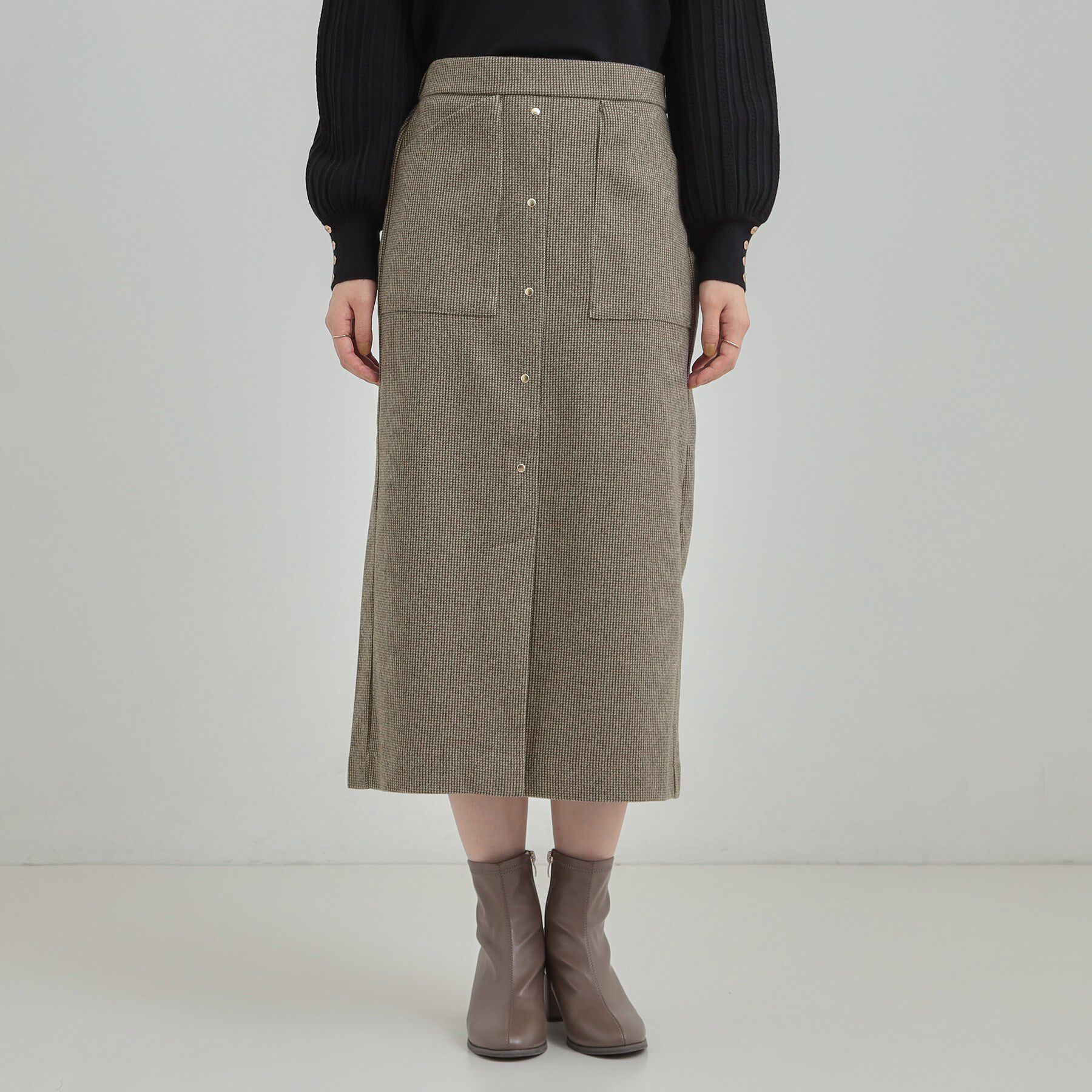 SHOO･LA･RUE「【S-LL/あったか】すらりときれい見え ベイカー風ナロースカート」|スカート|