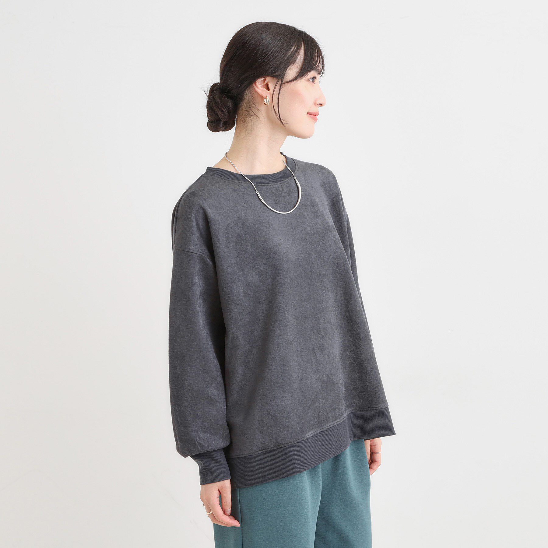 SHOO･LA･RUE「【S-LL】なめらかタッチが癖になる スエード調トップス」|Tシャツ・カットソー|