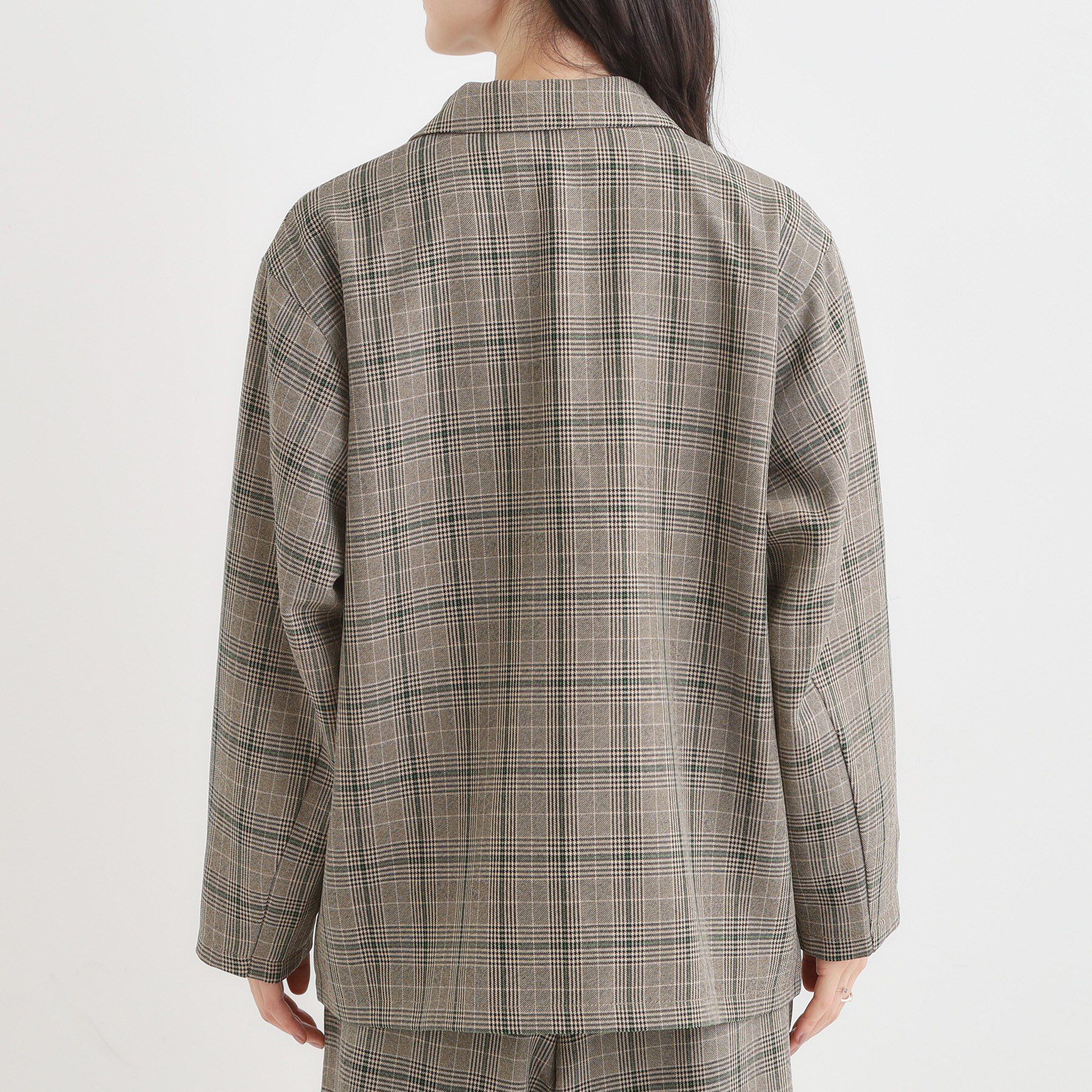 SHOO･LA･RUE「【セットアップ可】チェック柄 ダブルブレストテーラードゆるジャケット」|テーラードジャケット|